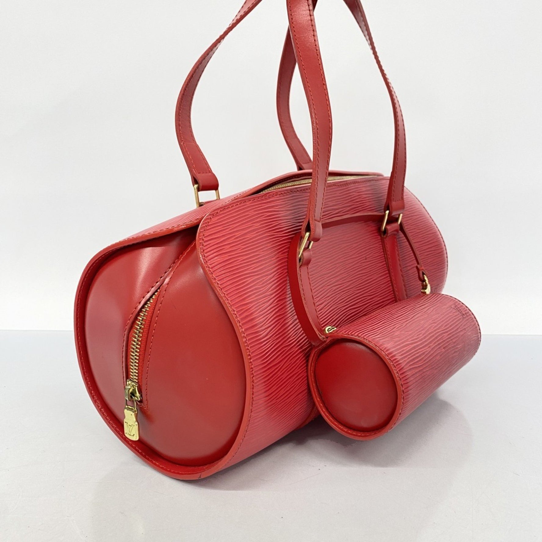 Louis Vuitton Epi Soufflot Handbag Castilian Red
