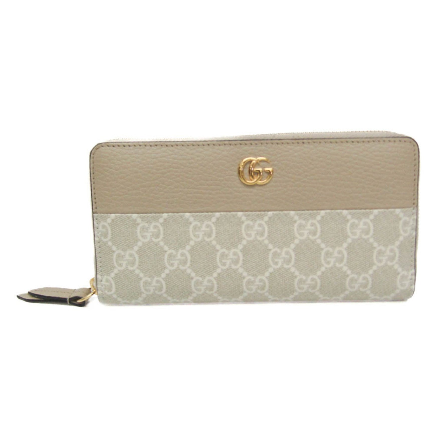 Gucci Petit Marmont Women's Leather,PVC Long Wallet (bi-fold) Beige,Cream
