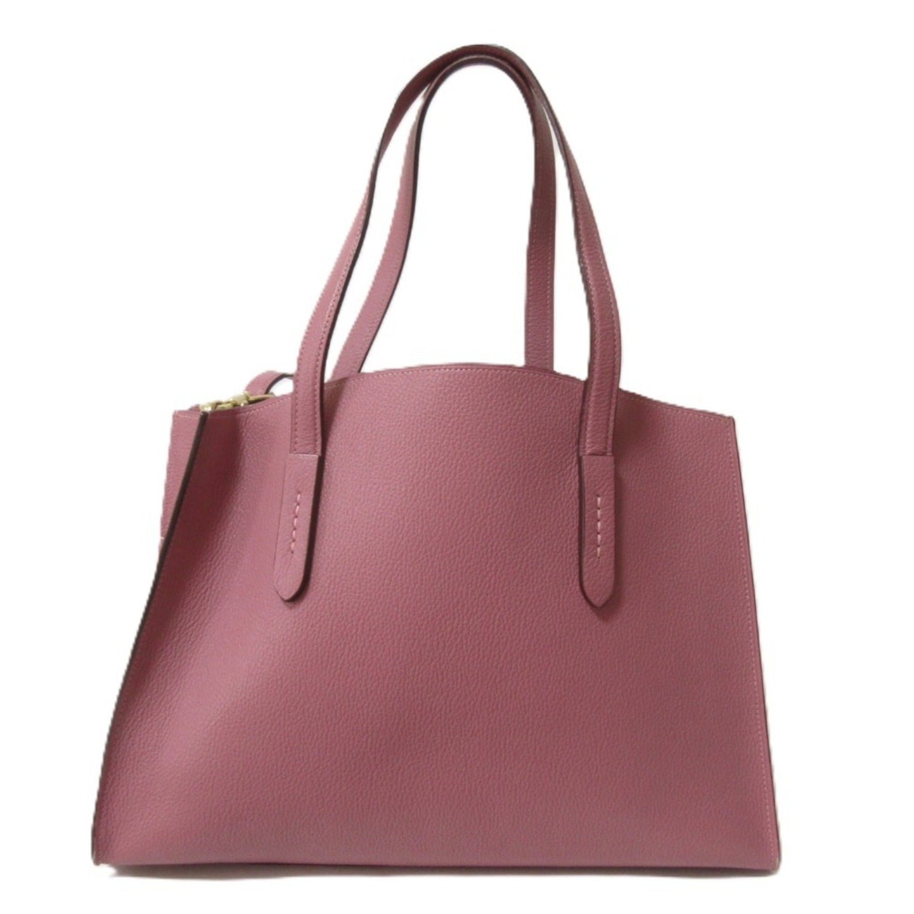 COACH Charlie Carryall Leather Handbag/Tote/Shoulder Bag with Metal Logo, Pink Purple