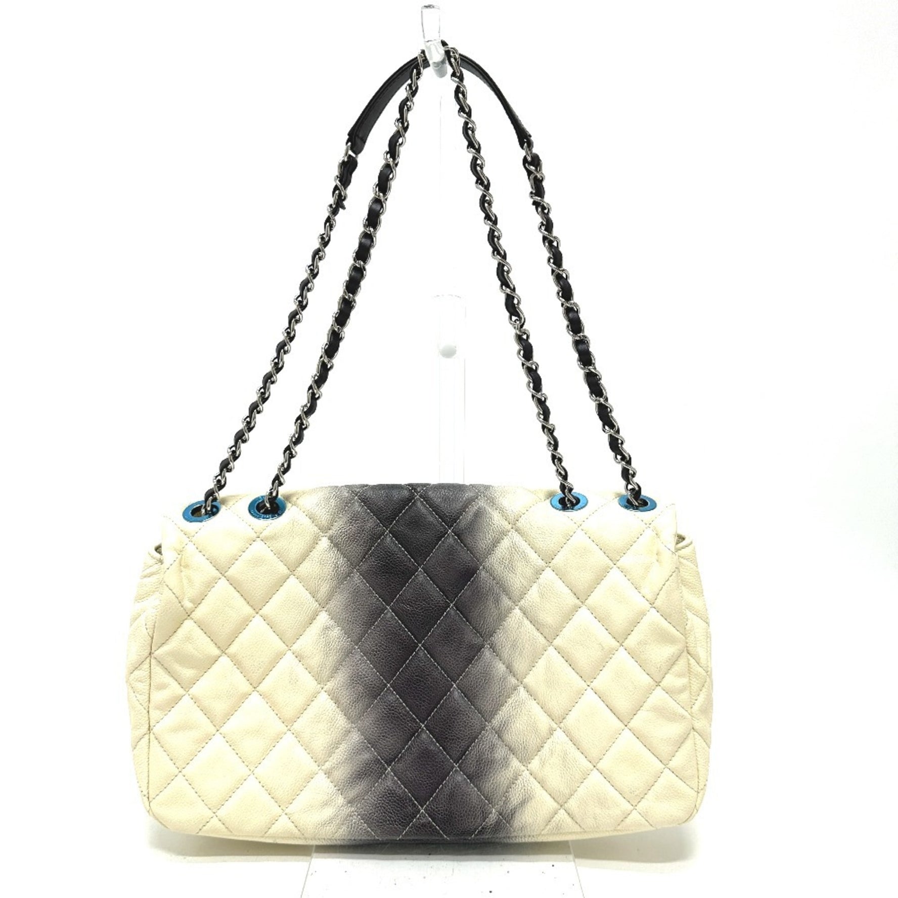 CHANEL CC Coco Mark Matelasse Quilted Chain Bag W Shoulder Caviar Skin