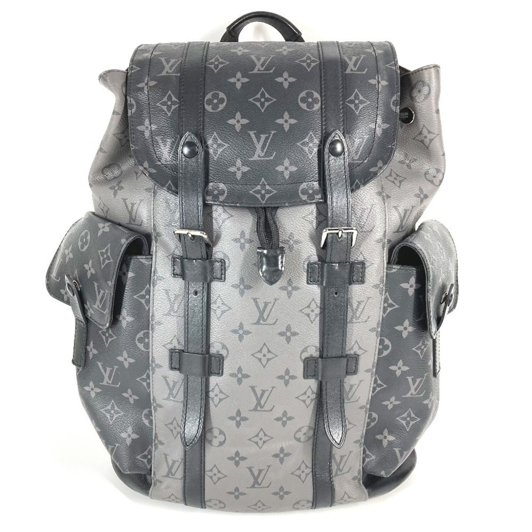LOUIS VUITTON Monogram Eclipse Reverse Christopher MM Backpack, Canvas, Unisex, Black