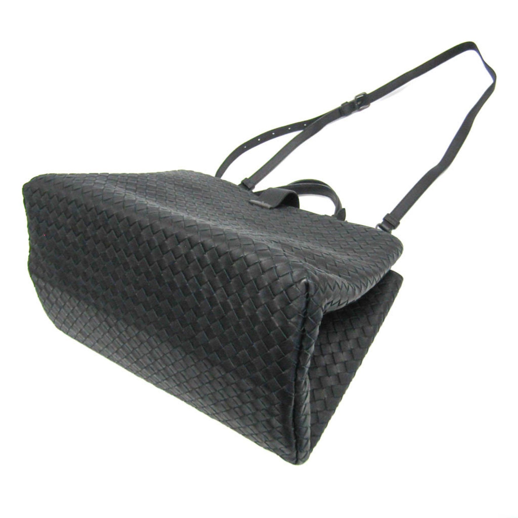 Bottega Veneta Intrecciato Rome Leather Handbag,Shoulder Bag Black