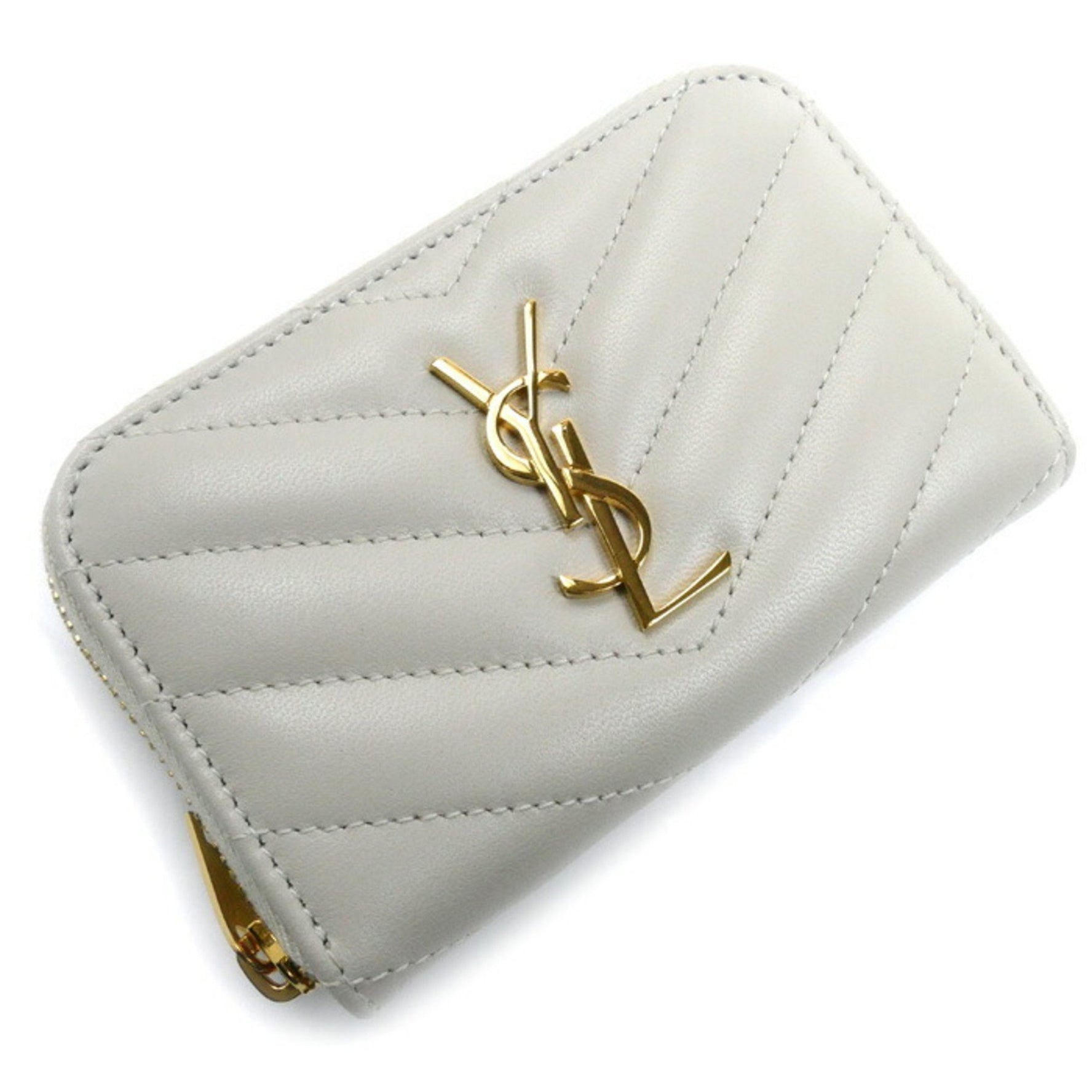 Yves Saint Laurent SAINT LAURENT PARIS Saint Laurent Paris Cassandra Matelasse Coin Case Ivory Women's