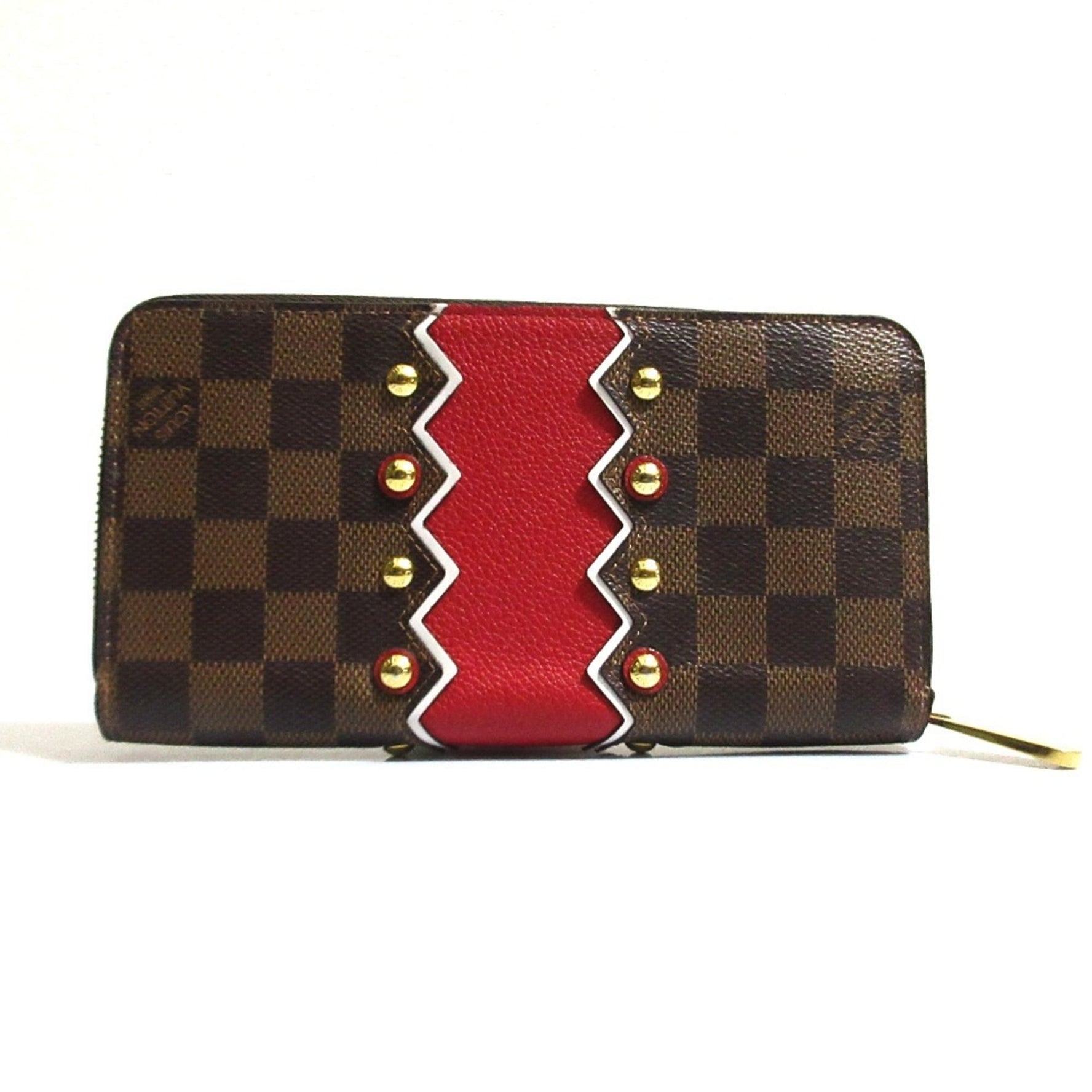 LOUIS VUITTON Calacombe Damier Zippy Wallet Ebene Red