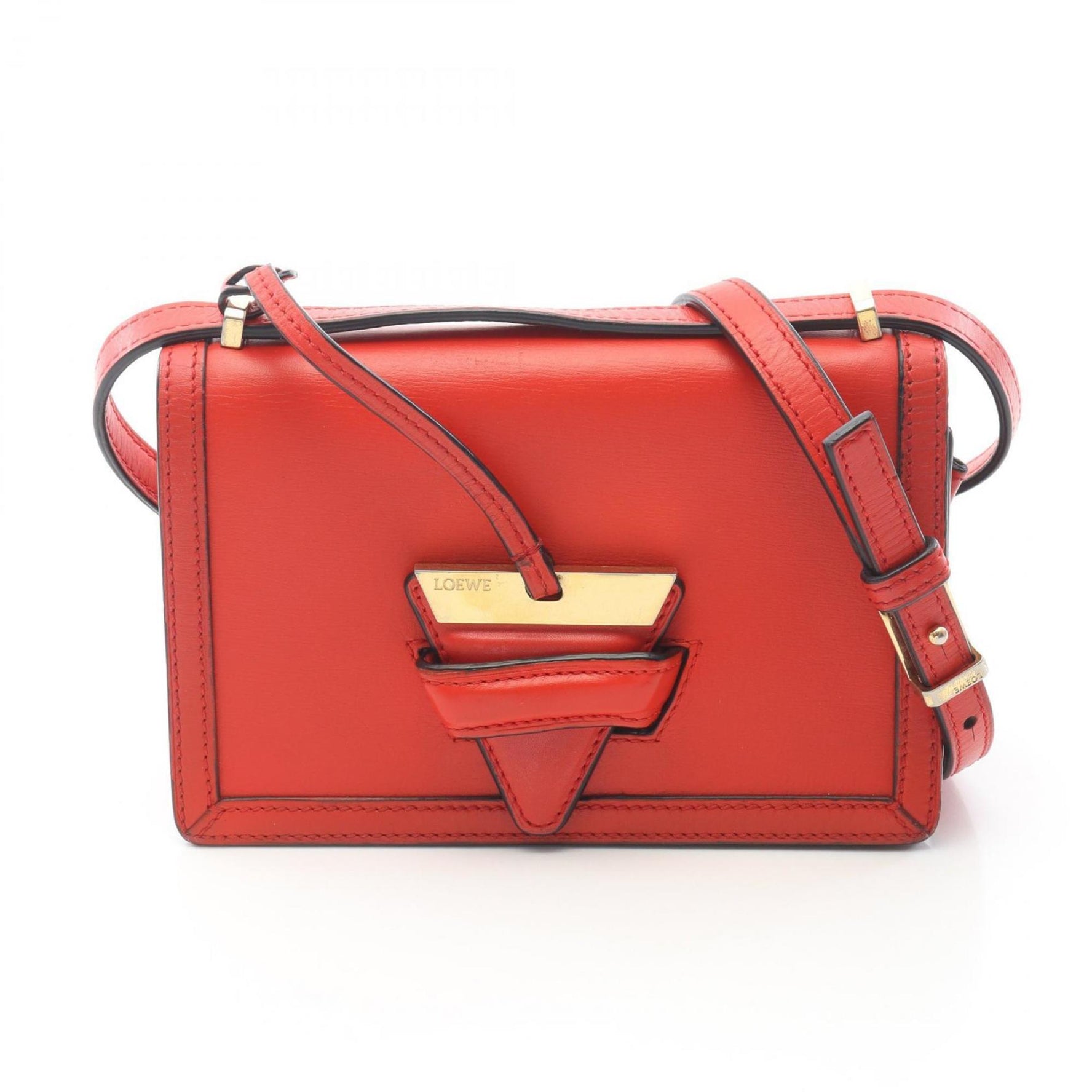 LOEWE Barcelona Shoulder Bag Leather Red
