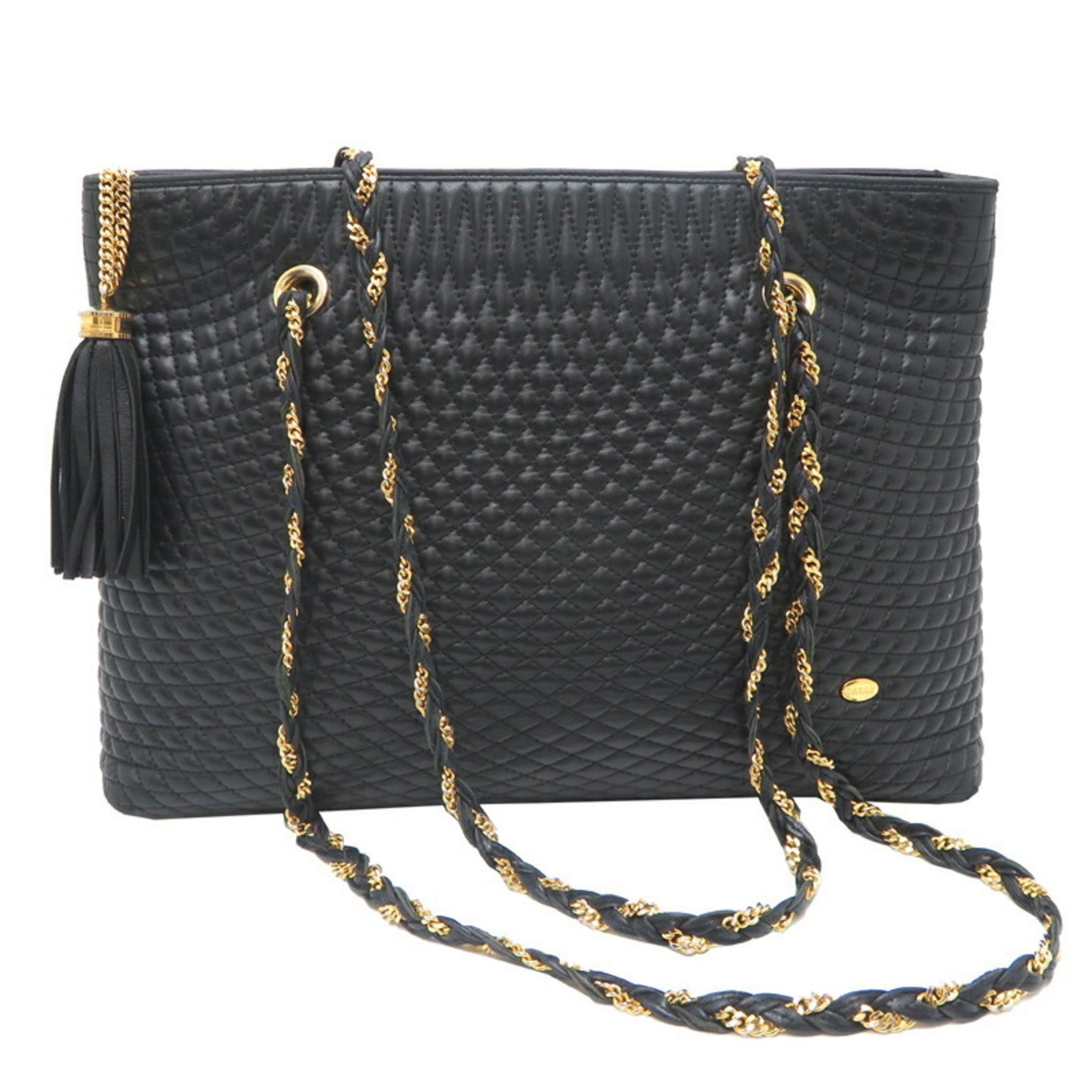 Bally Chain Women's Shoulder Bag Leather Black