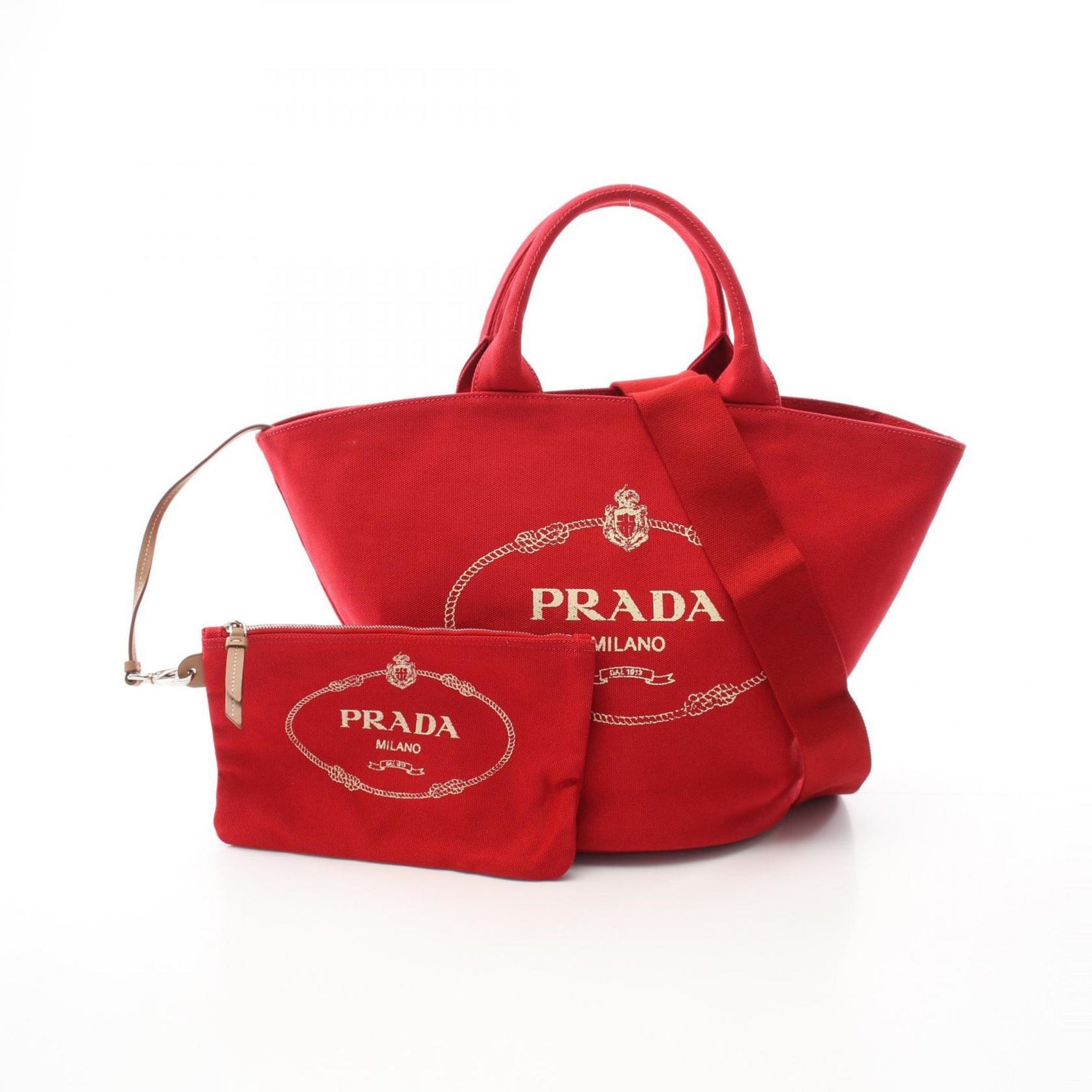 Prada handbag, canvas bag, red