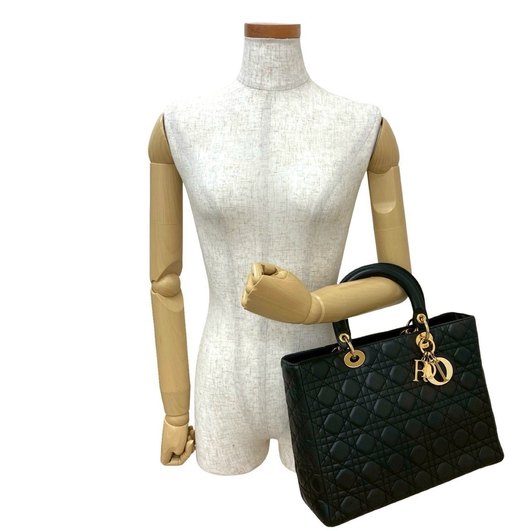 Christian Dior Lady Cannage Leather Handbag/Mini Tote Bag