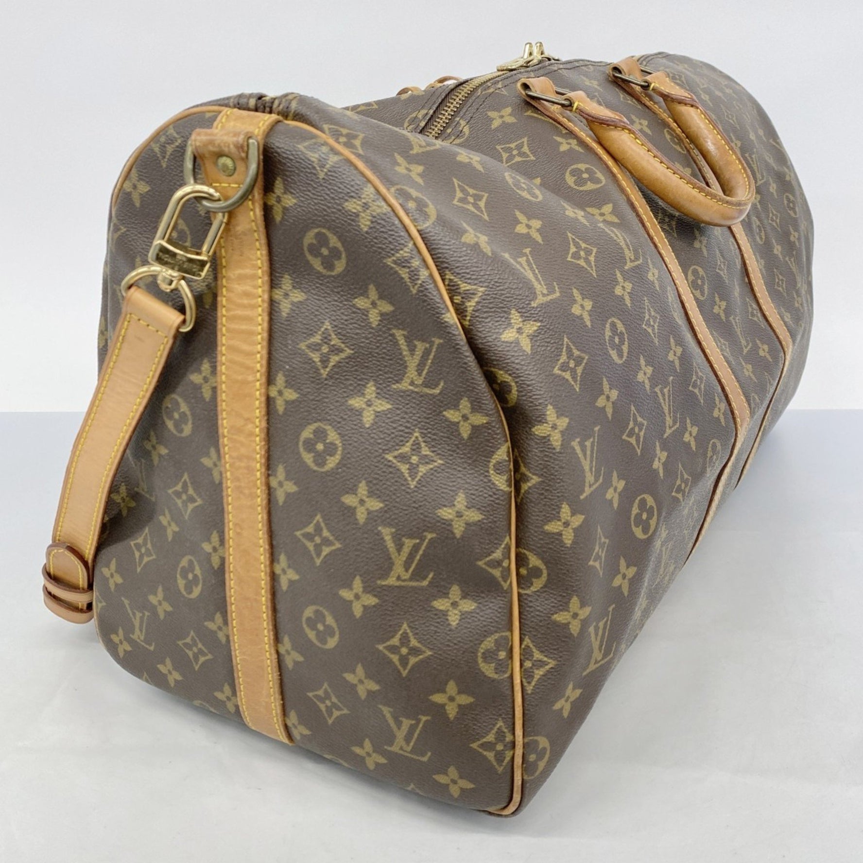 Louis Vuitton Monogram Keepall Bandouliere 55 Boston Bag M41414 Brown Men's and Women's