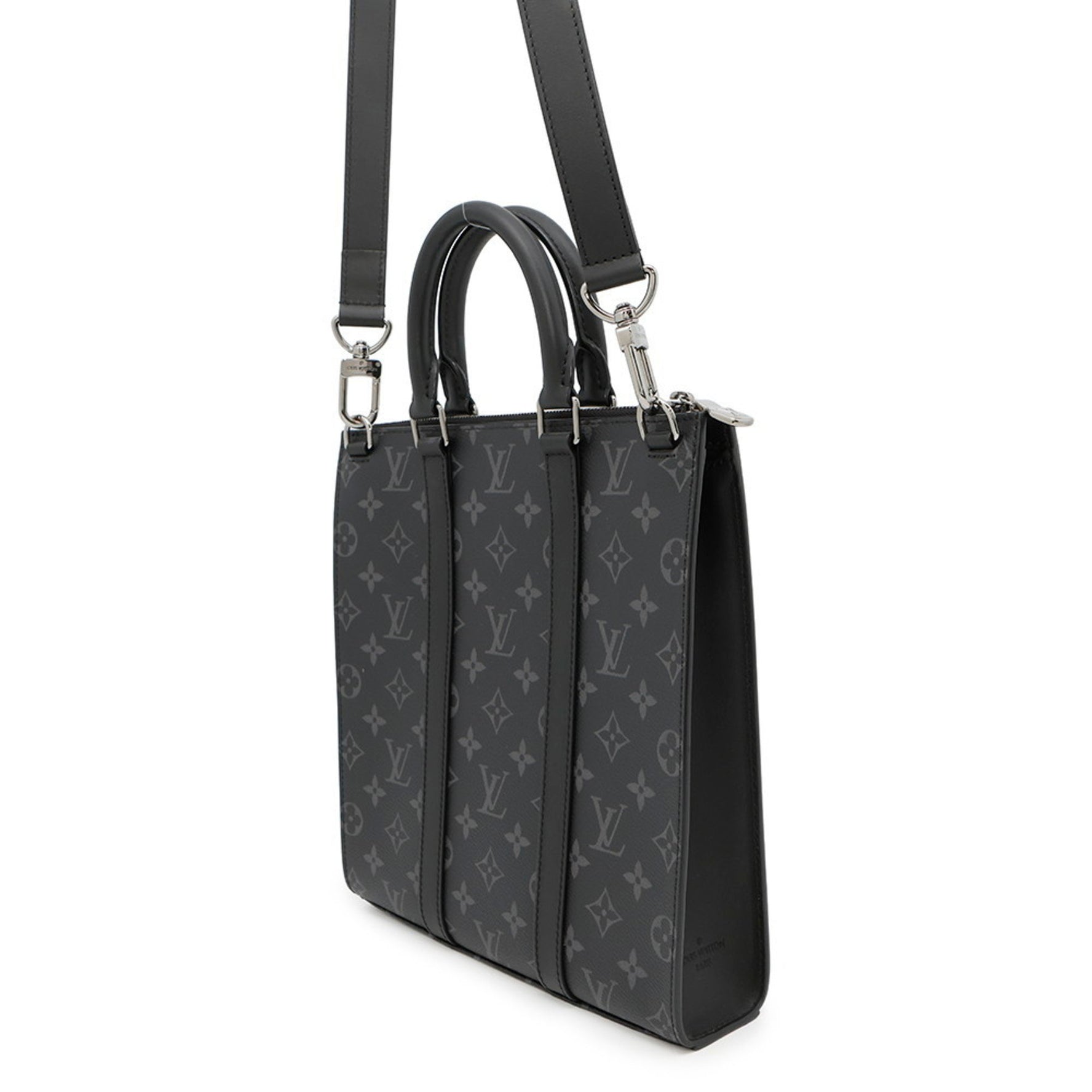 Louis Vuitton Monogram Eclipse Sac Plat Cross Handbag Shoulder Bag Black