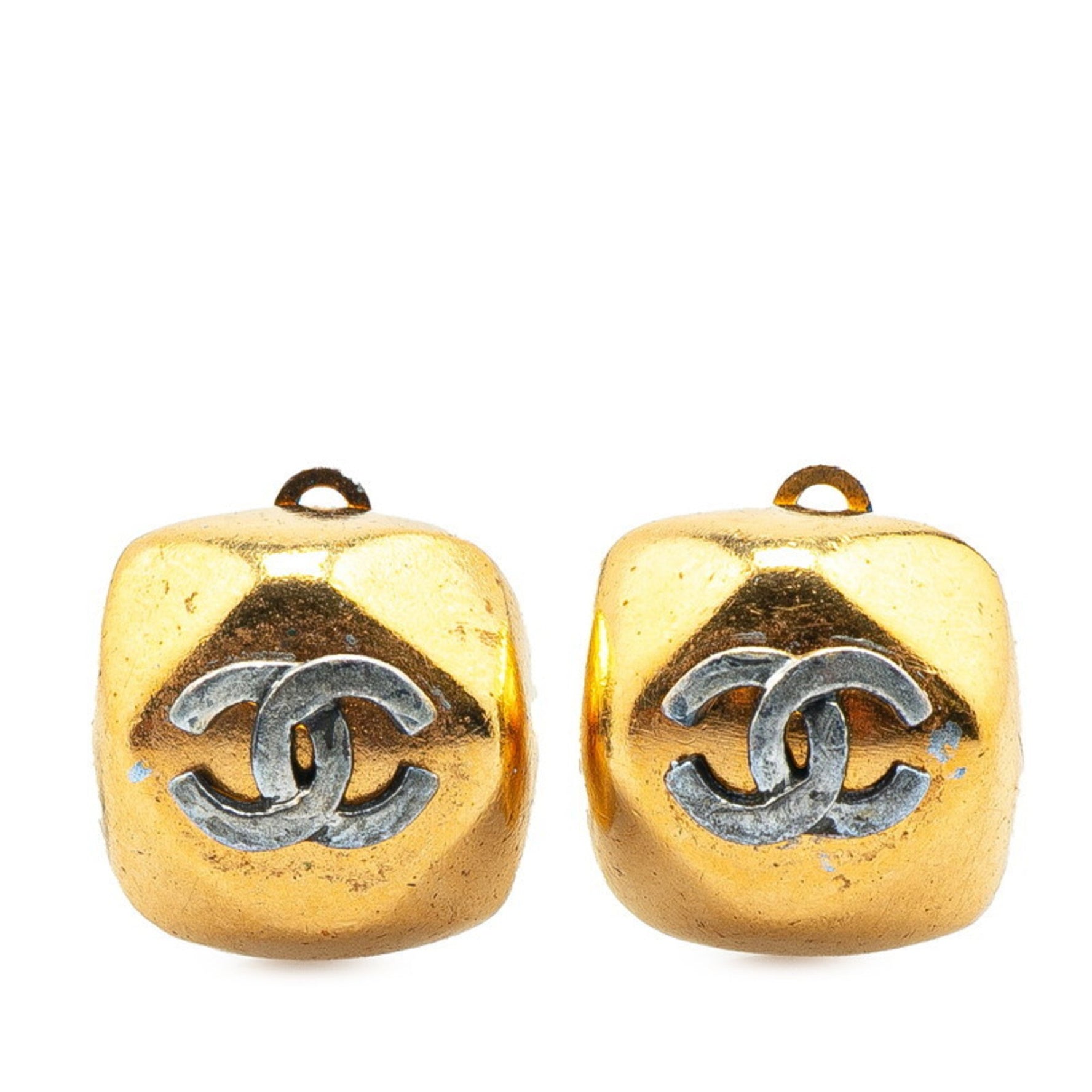 Chanel Coco Mark Earrings in Gold and Silver Plated Metal