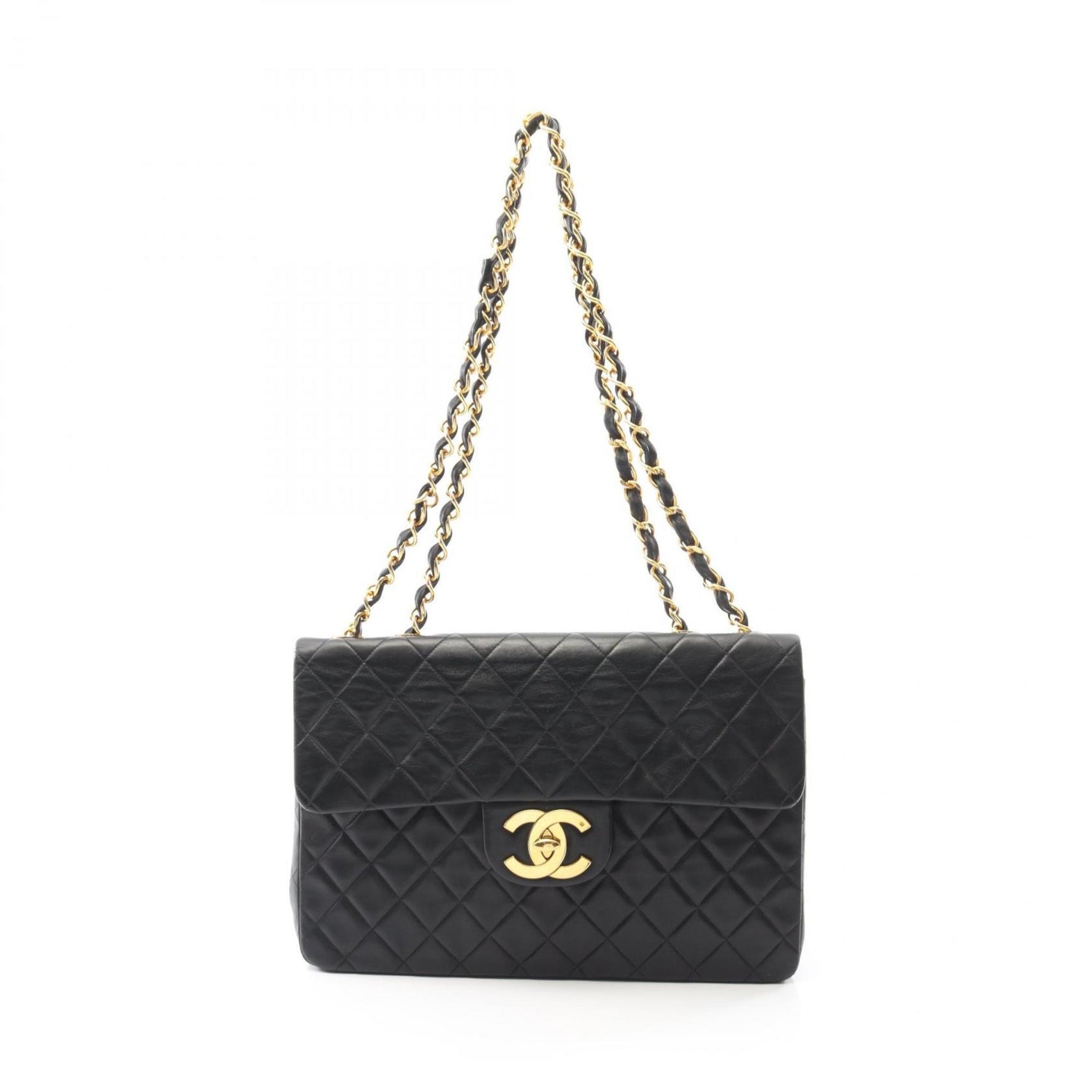 CHANEL Deca Matelasse 34 Single Flap Shoulder Bag in Lambskin Leather