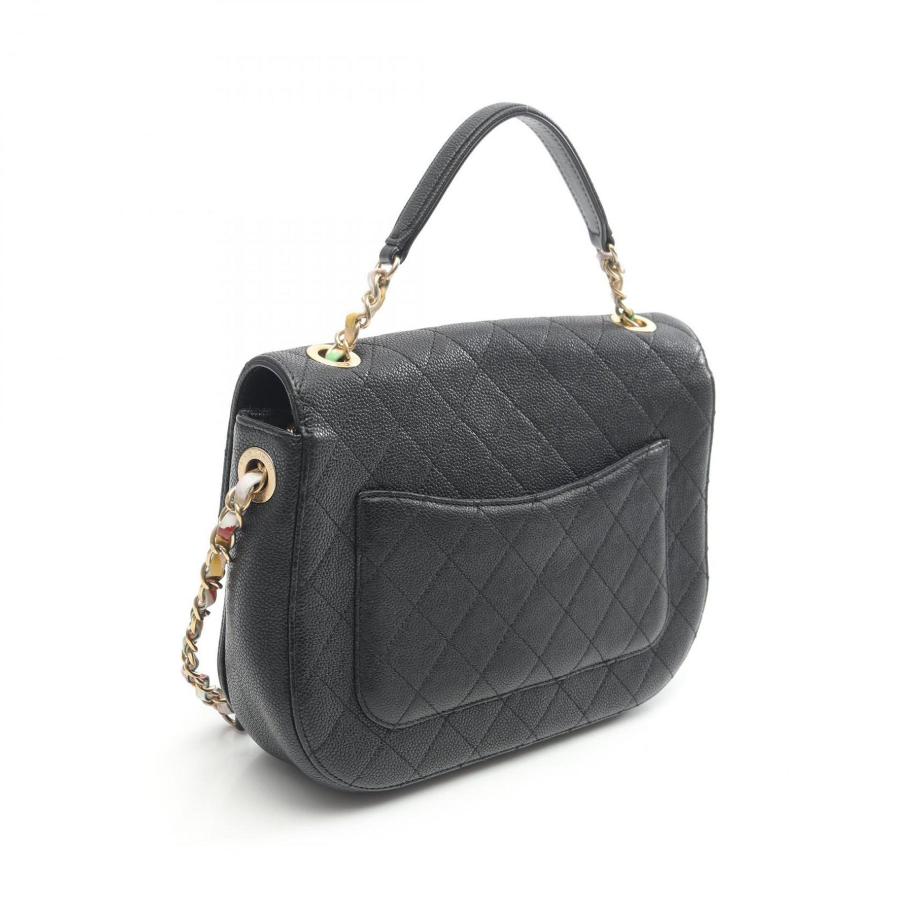CHANEL Matelasse Shoulder Bag in Calfskin Leather, Black, Women's
