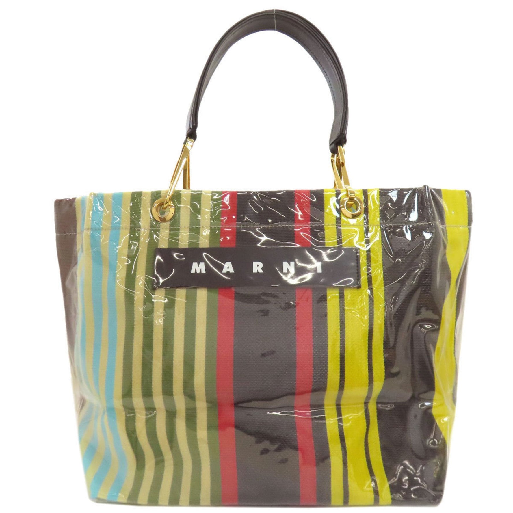 Marni Vinyl Stripe Tote Bag in Vinyl/Nylon