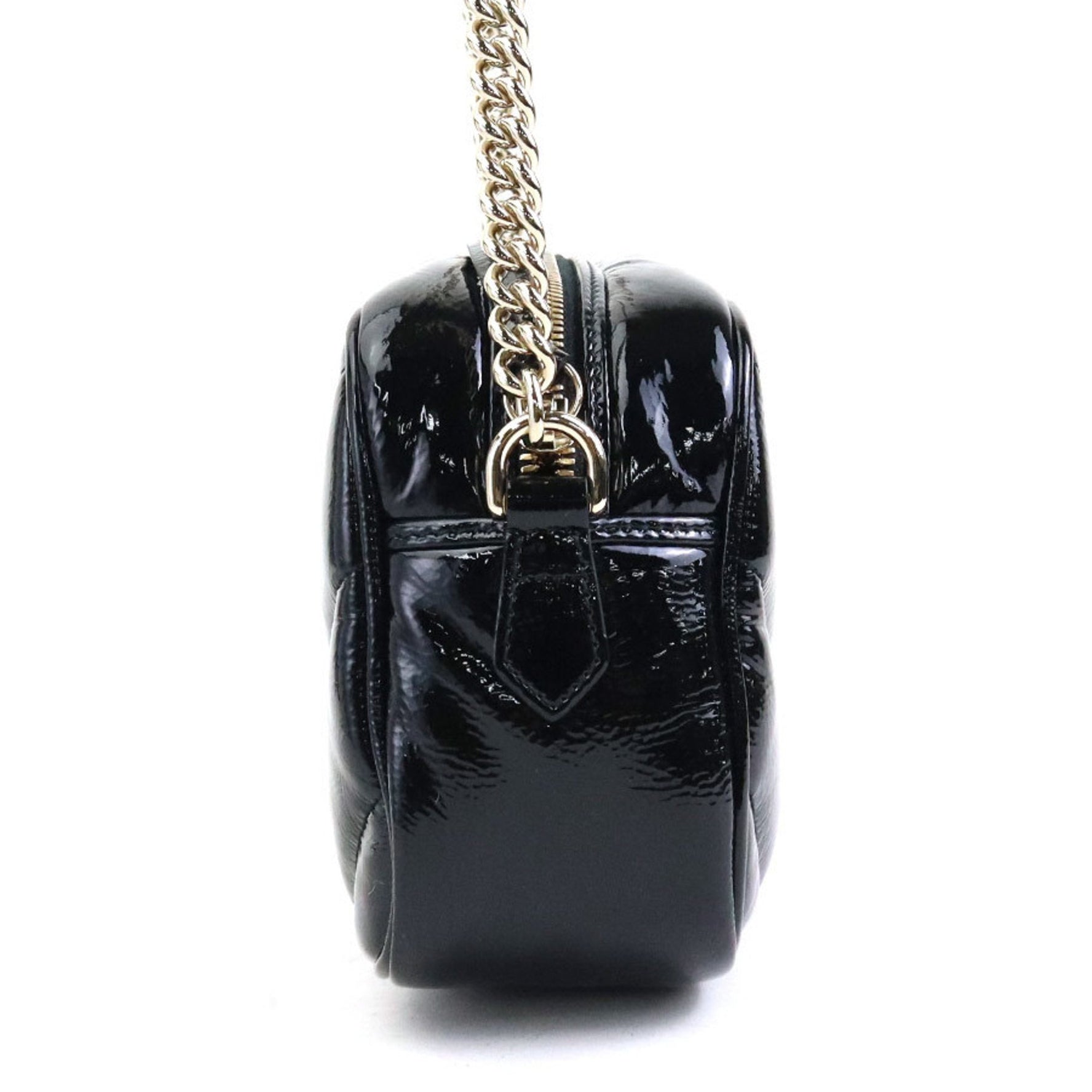 GUCCI GG Marmont Patent Leather Shoulder Bag Black Women's 99967i
