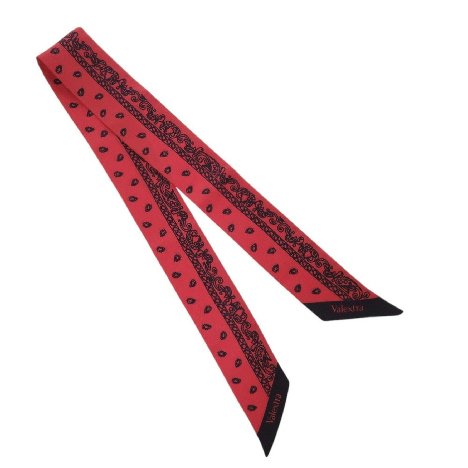 Valextra Silk Red Navy Scarf/Muffler, Red