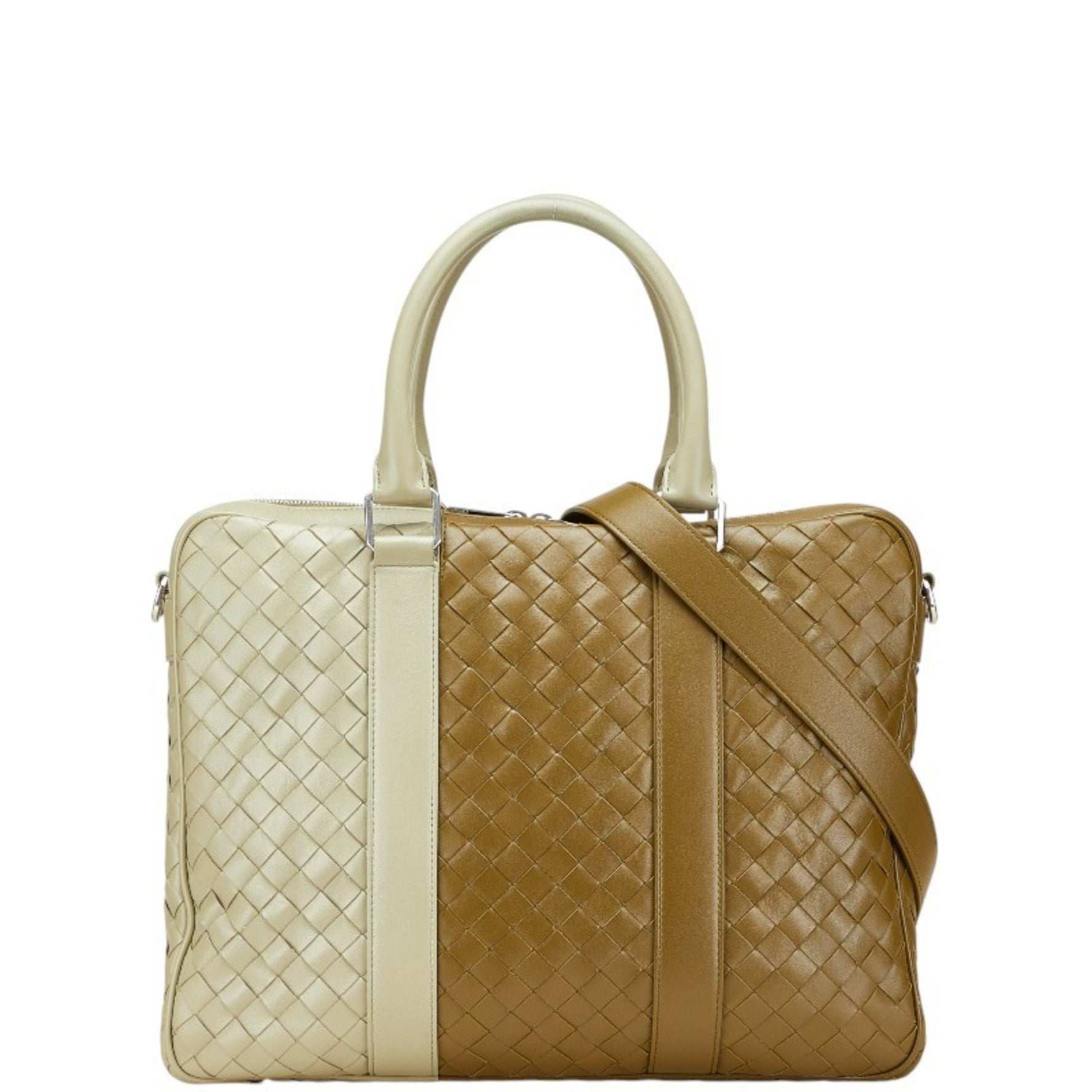 Bottega Veneta 2024 Autumn/Winter Mad Travertine Intrecciato Business Bag, Briefcase/Shoulder Khaki Green Calfskin