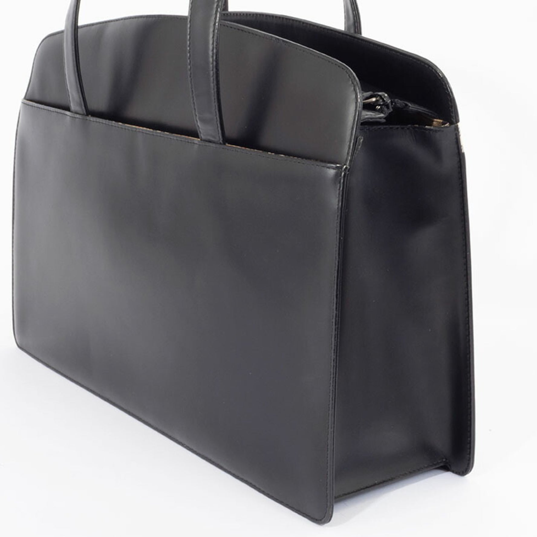 Burberry handbag, leather, black, ladies, storage possible, BURBERRY