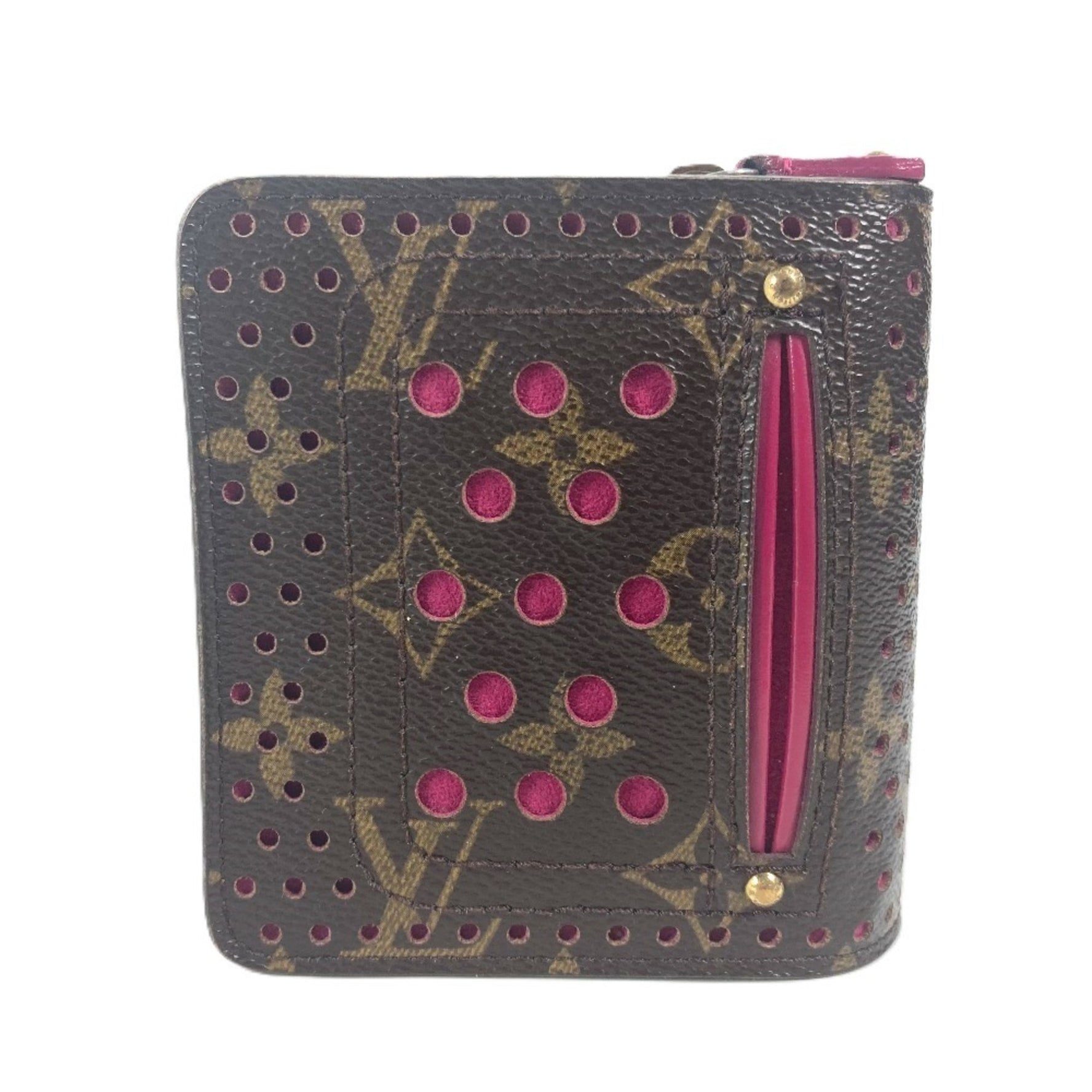 Louis Vuitton Monogram Perforated Compact Zip Wallet Bi-fold Canvas Men's Fuchsia Pink