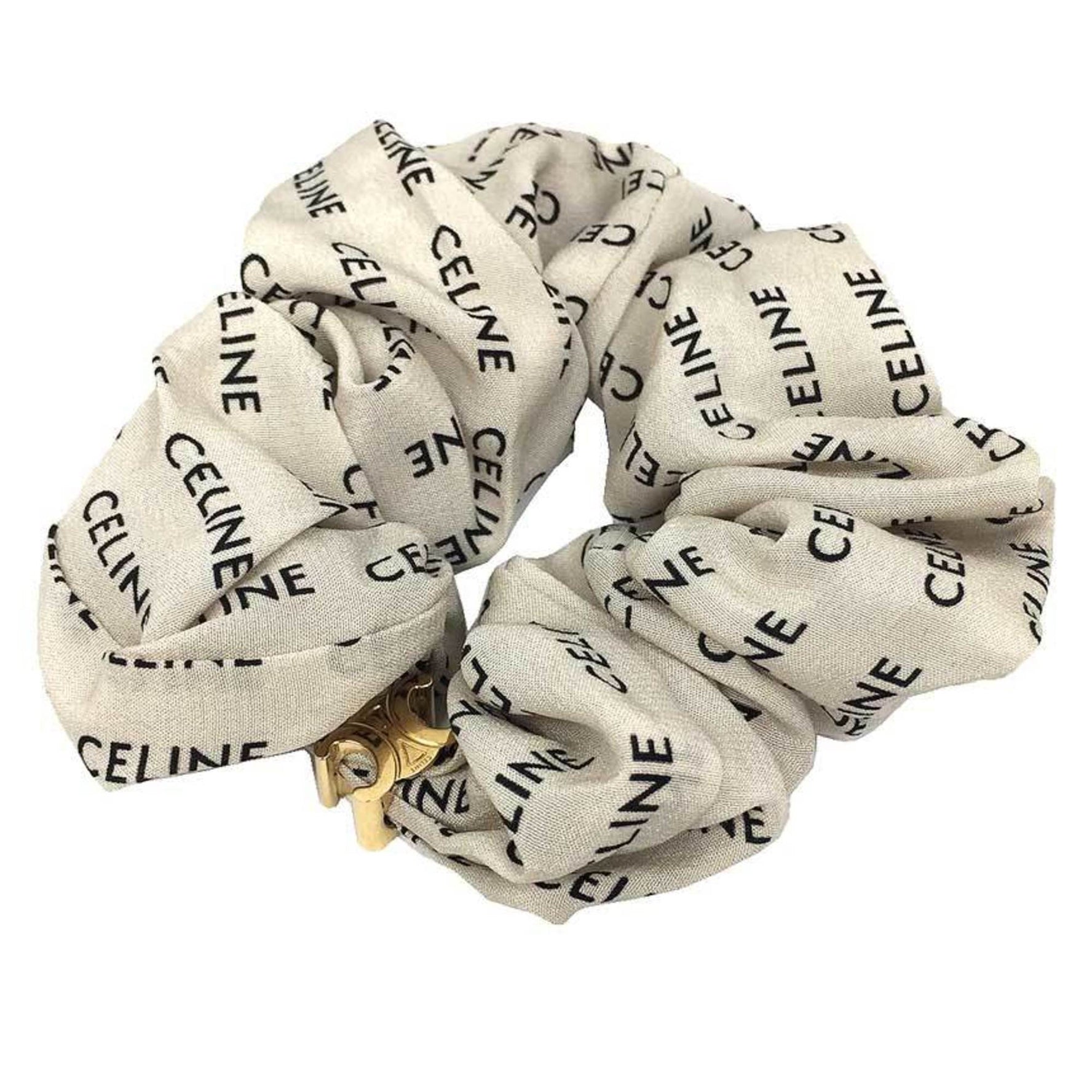 CELINE Scrunchie Hair Silk Beige New 2025