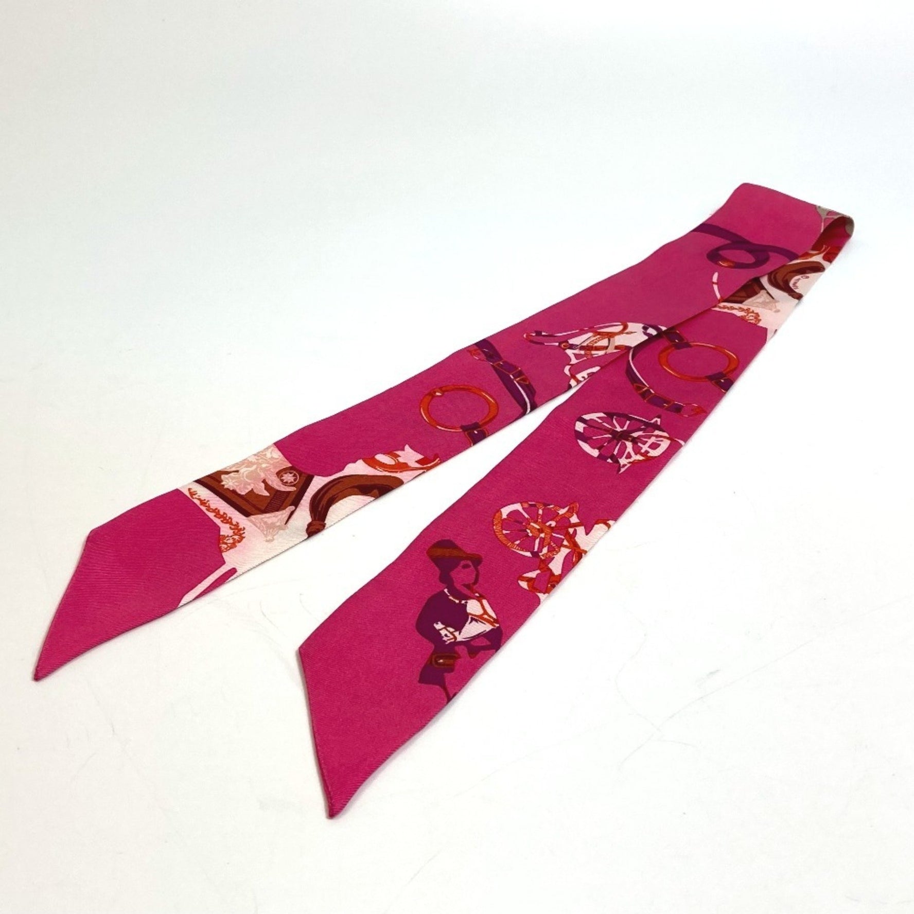 HERMES All-Over Print Twilly Scarf/Muffler, Silk