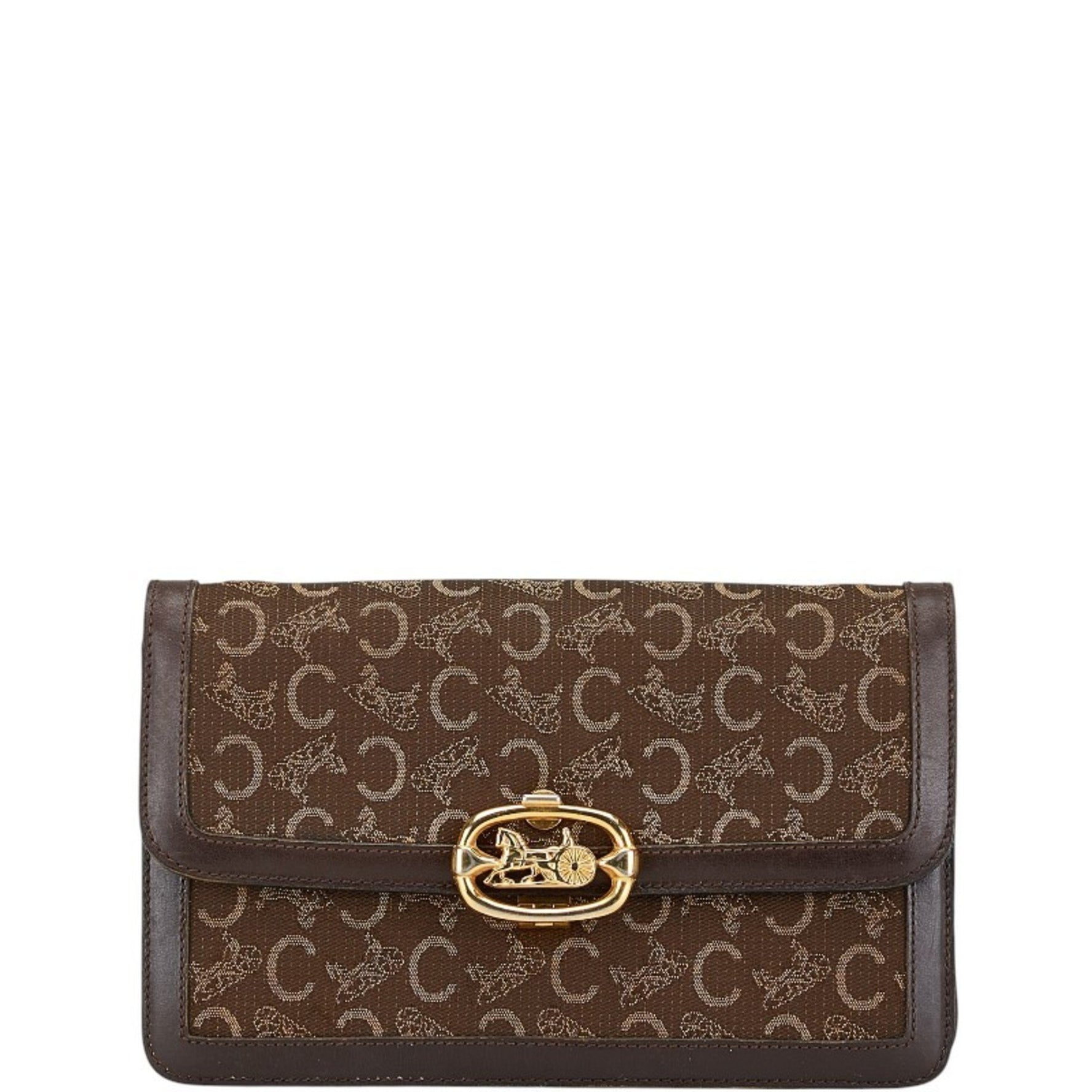 Celine C Macadam Carriage Hardware Clutch Bag in Canvas and Leather