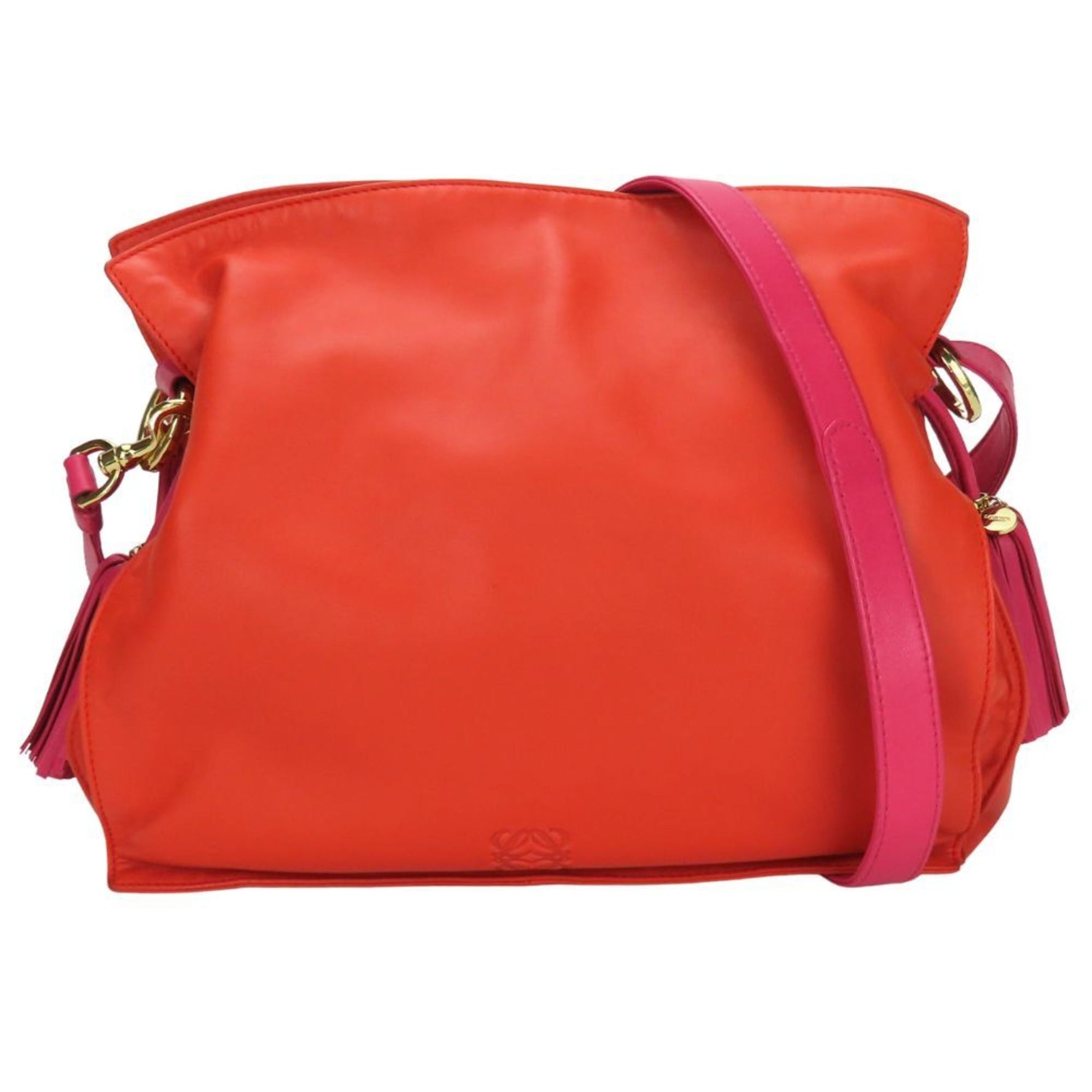 LOEWE Shoulder Bag Flamenco Nappa Leather Orange Pink 2WAY Women's