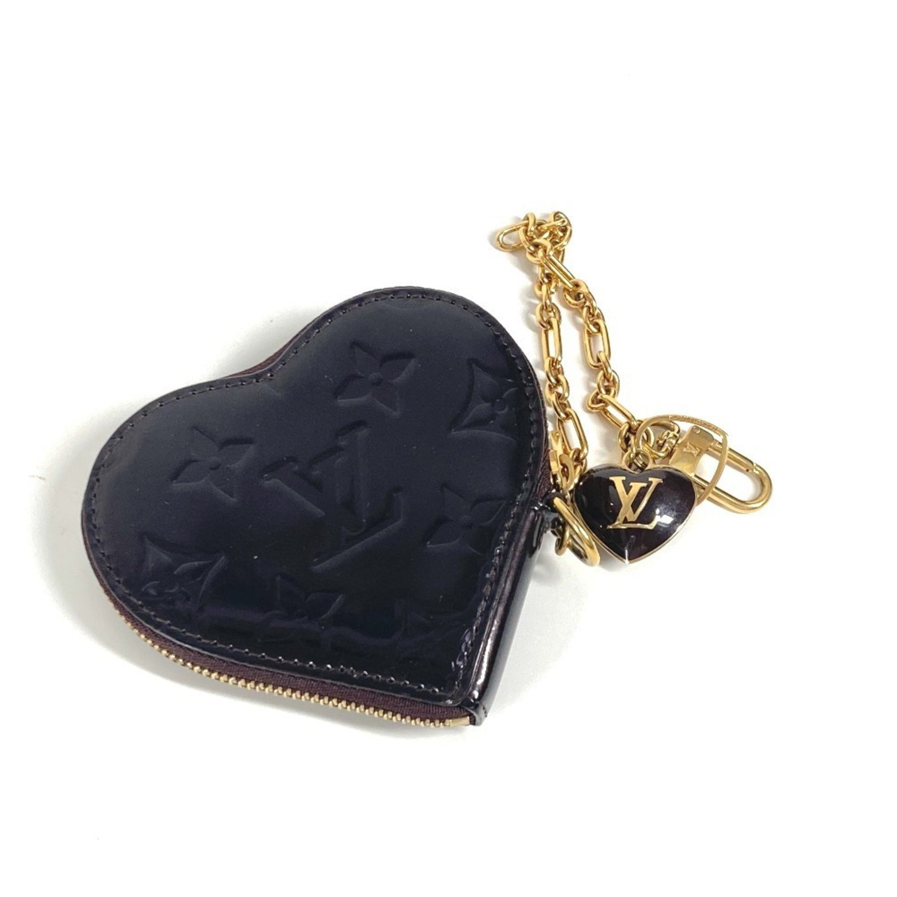 Louis Vuitton Monogram Vernis Porte Monnaie Cool Wallet Coin Purse Heart Chain Wallet/Coin Case Amaranth Purple