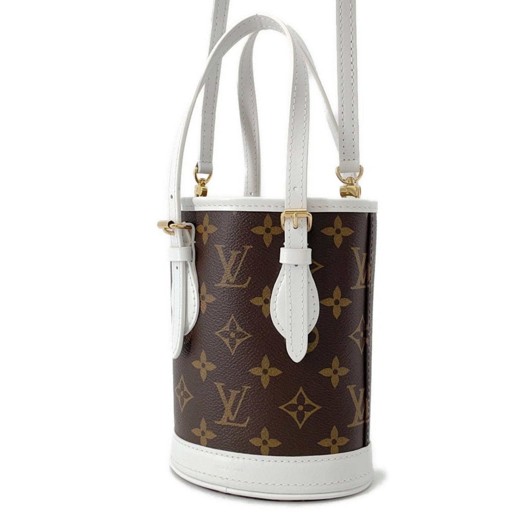 Louis Vuitton Monogram Nano Bucket Handbag White Shoulder Bag