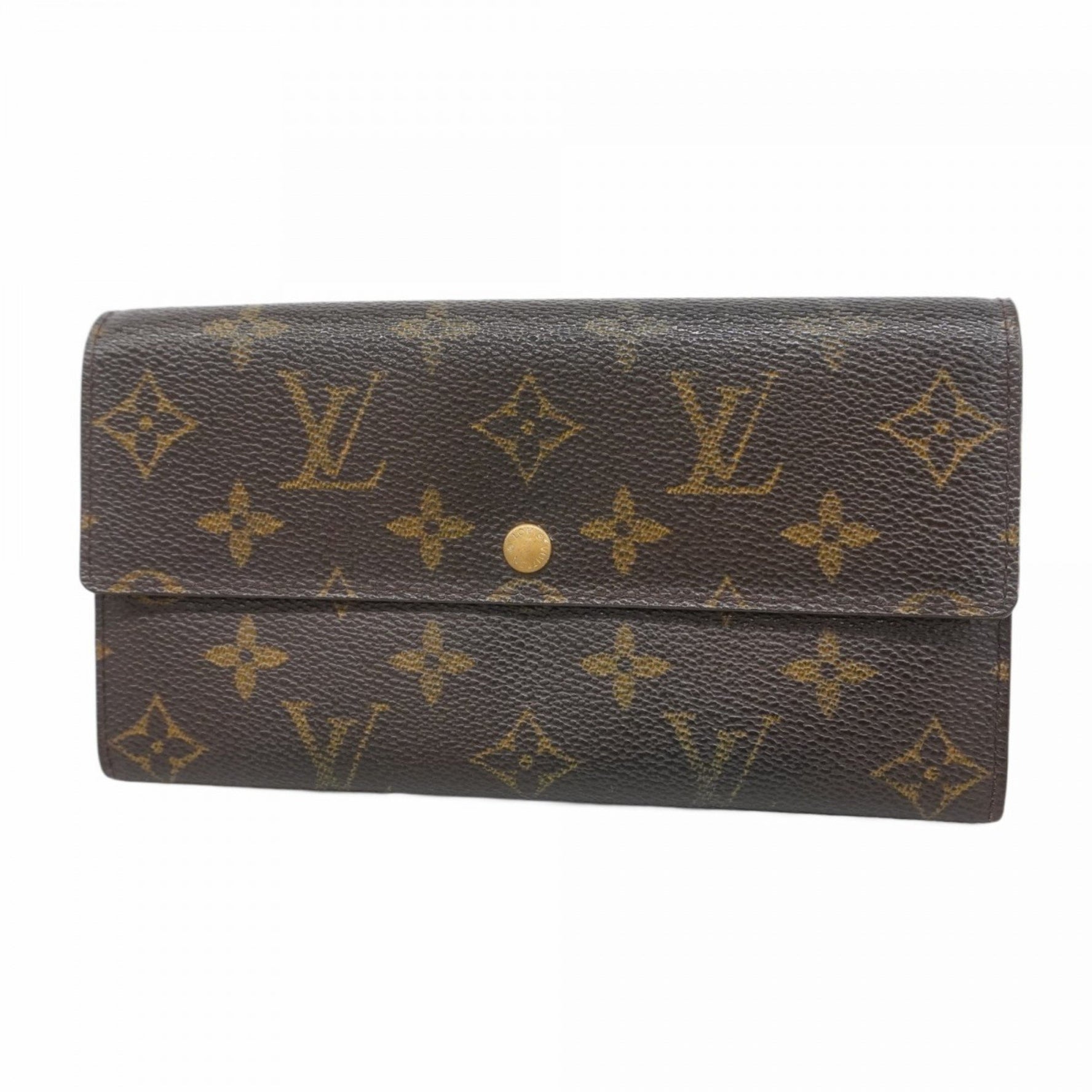 Louis Vuitton Monogram Pochette Porte Monnaie Credit Long Wallet M61725 Brown Women's