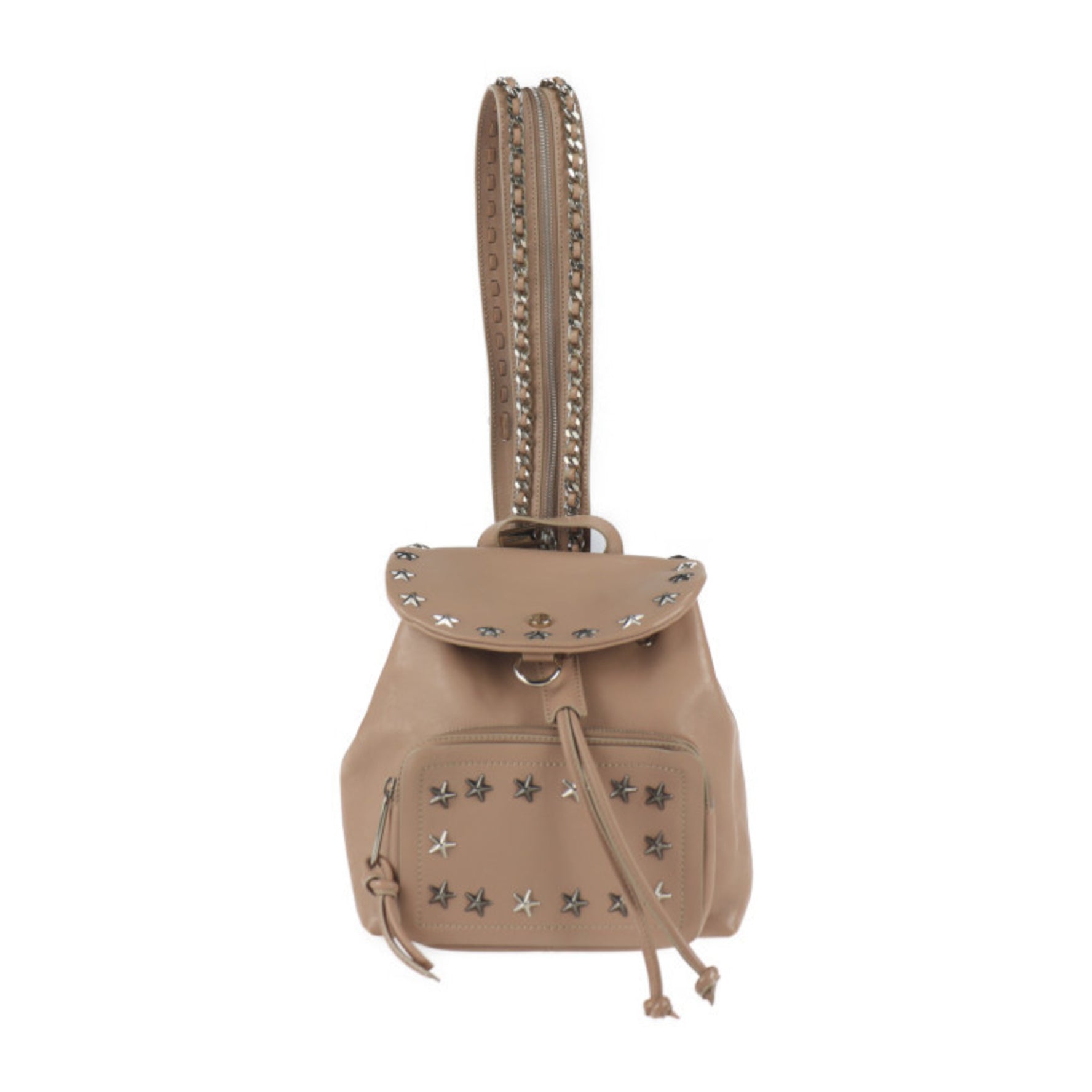 Jimmy Choo SUKI Suki One Shoulder Bag Rucksack/Daypack Leather Pink Beige Star Studs Mini