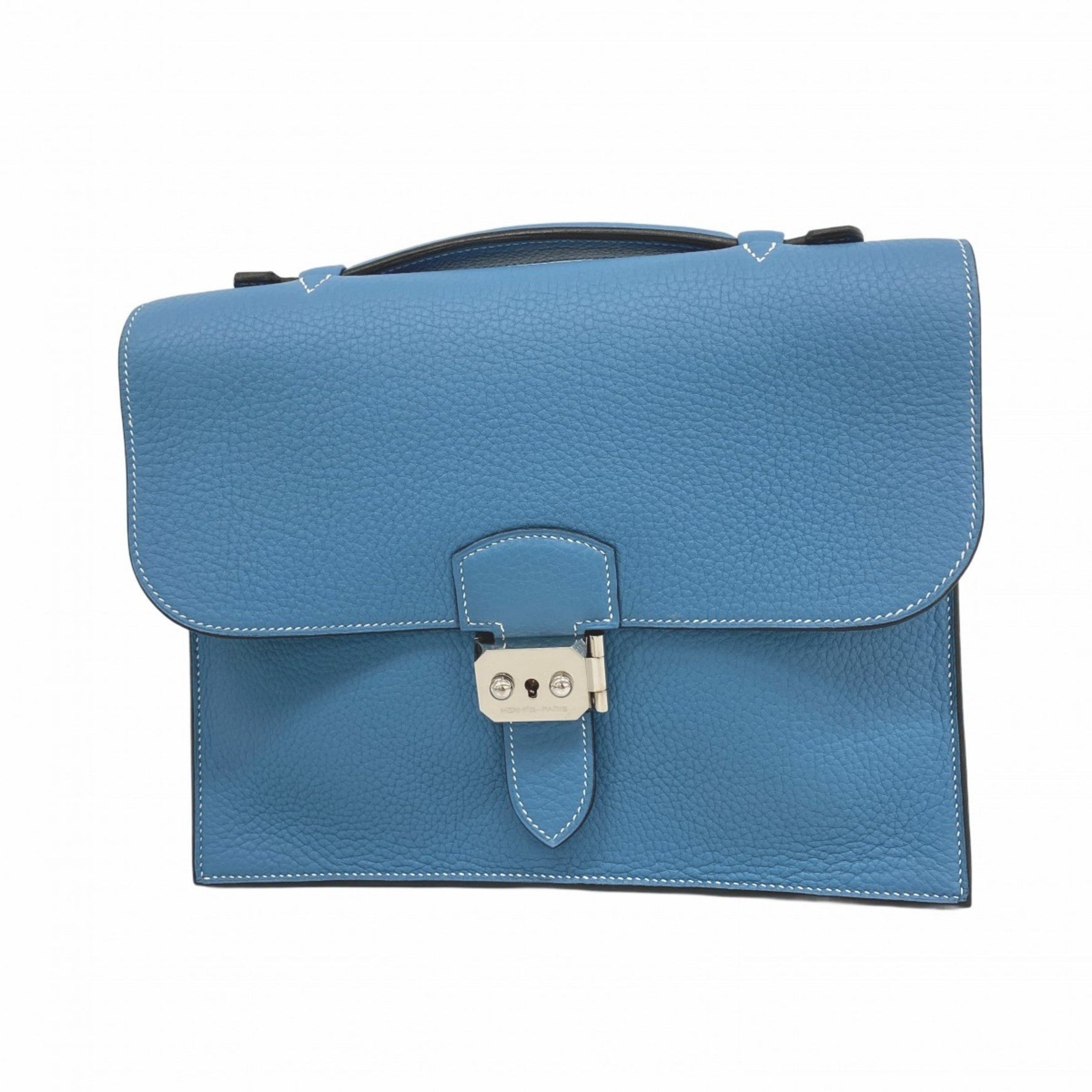 Hermes Hermès Sac A Depeche 27 Handbag in Taurillon Blue Jean with I Stamp