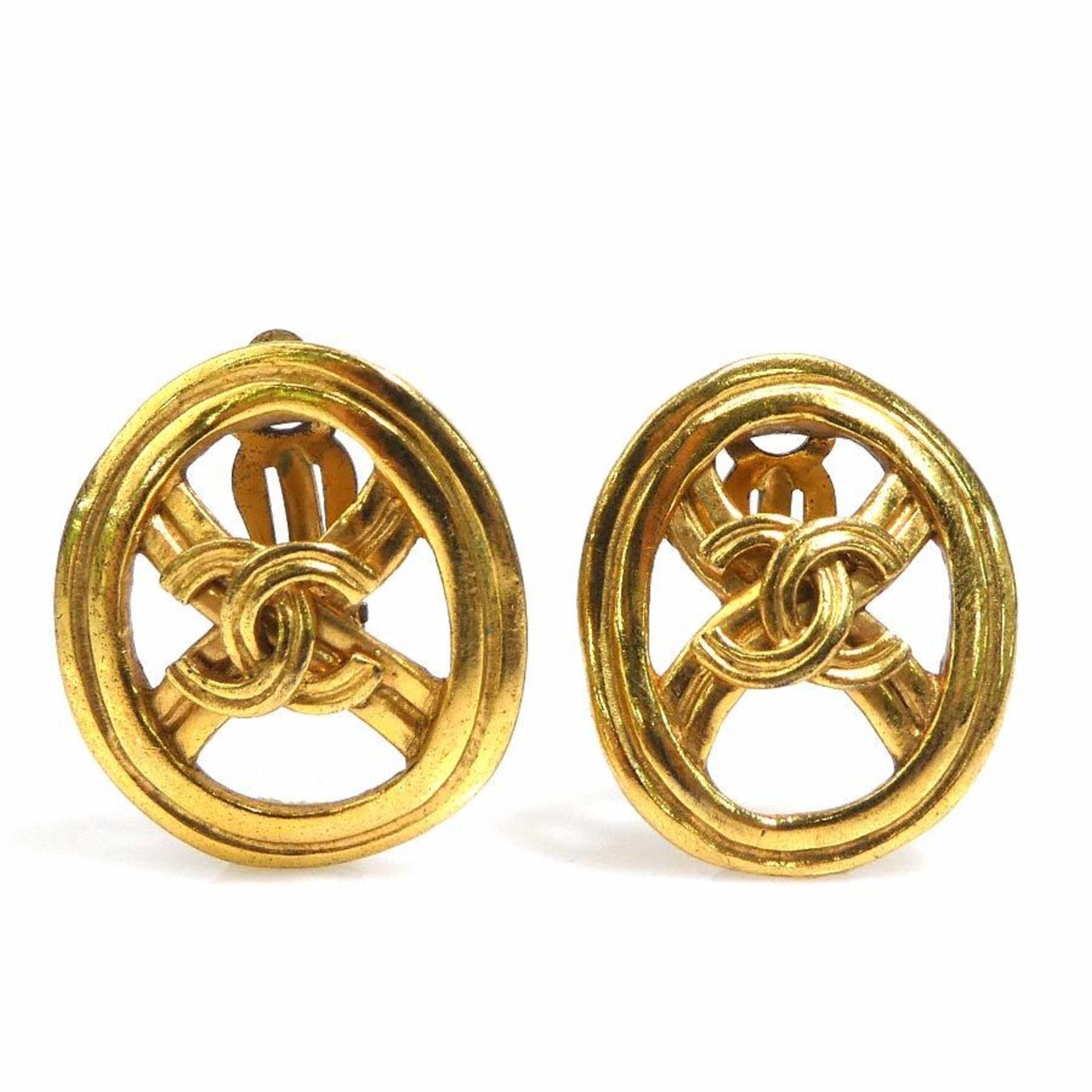 CHANEL Coco Mark Metal Earrings