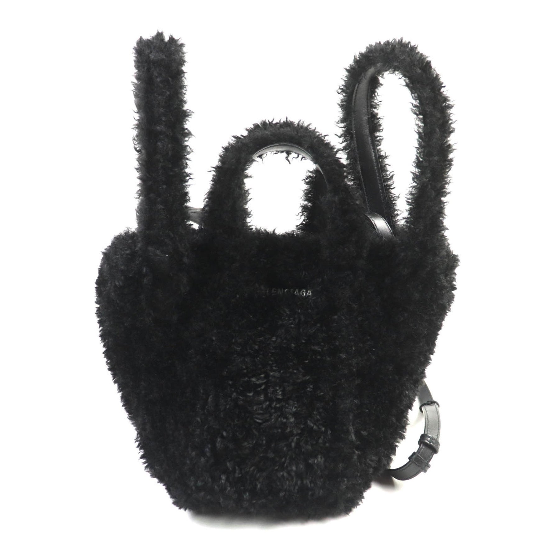 BALENCIAGA Everyday 2.0 XS Logo Embroidered F-Fur Shoulder Tote Bag, Includes Dust Made in Italy