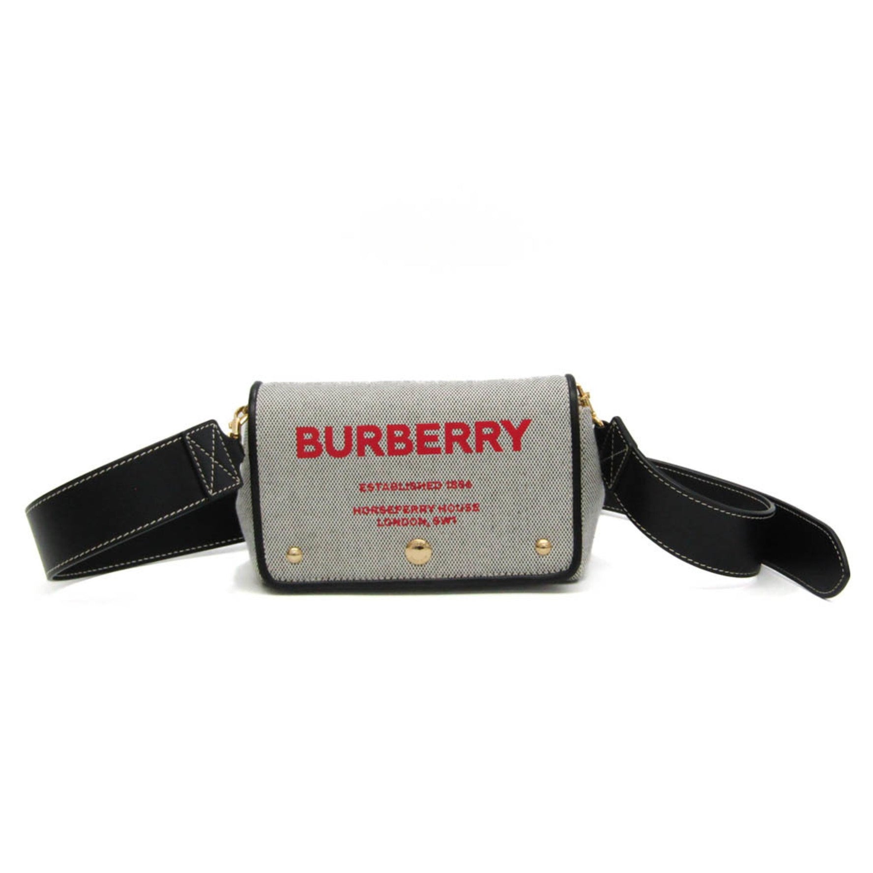 Burberry Women,Men Canvas,Leather Shoulder Bag Black,Red Color