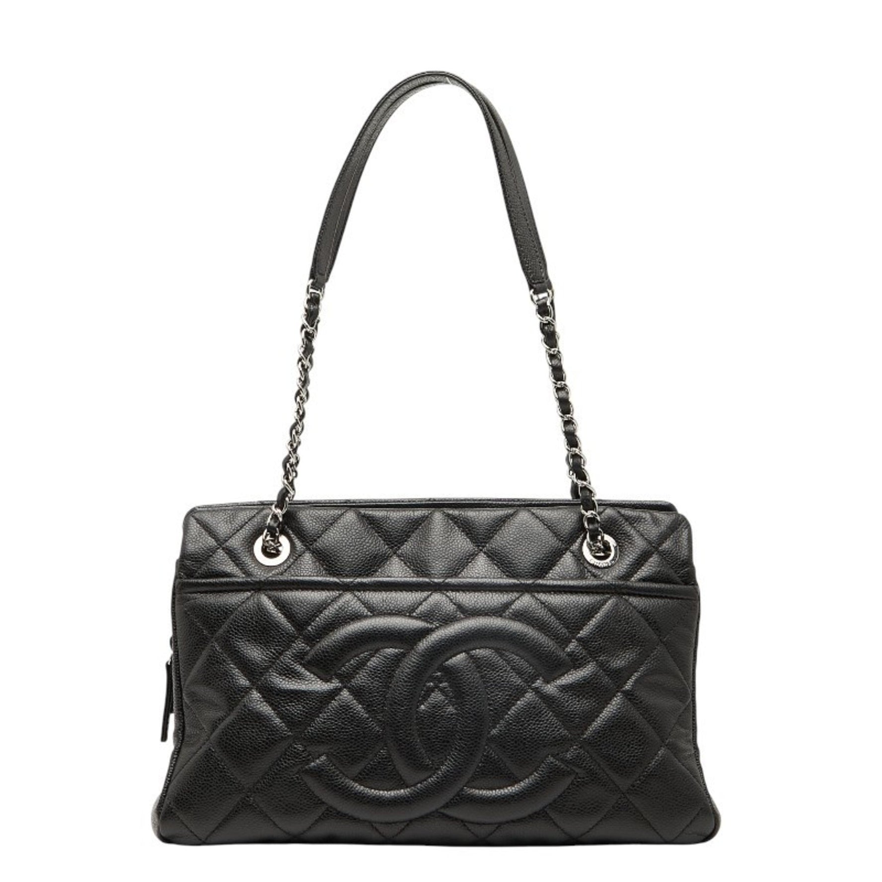 CHANEL Matelasse Coco Mark Chain Tote Bag in Caviar Leather