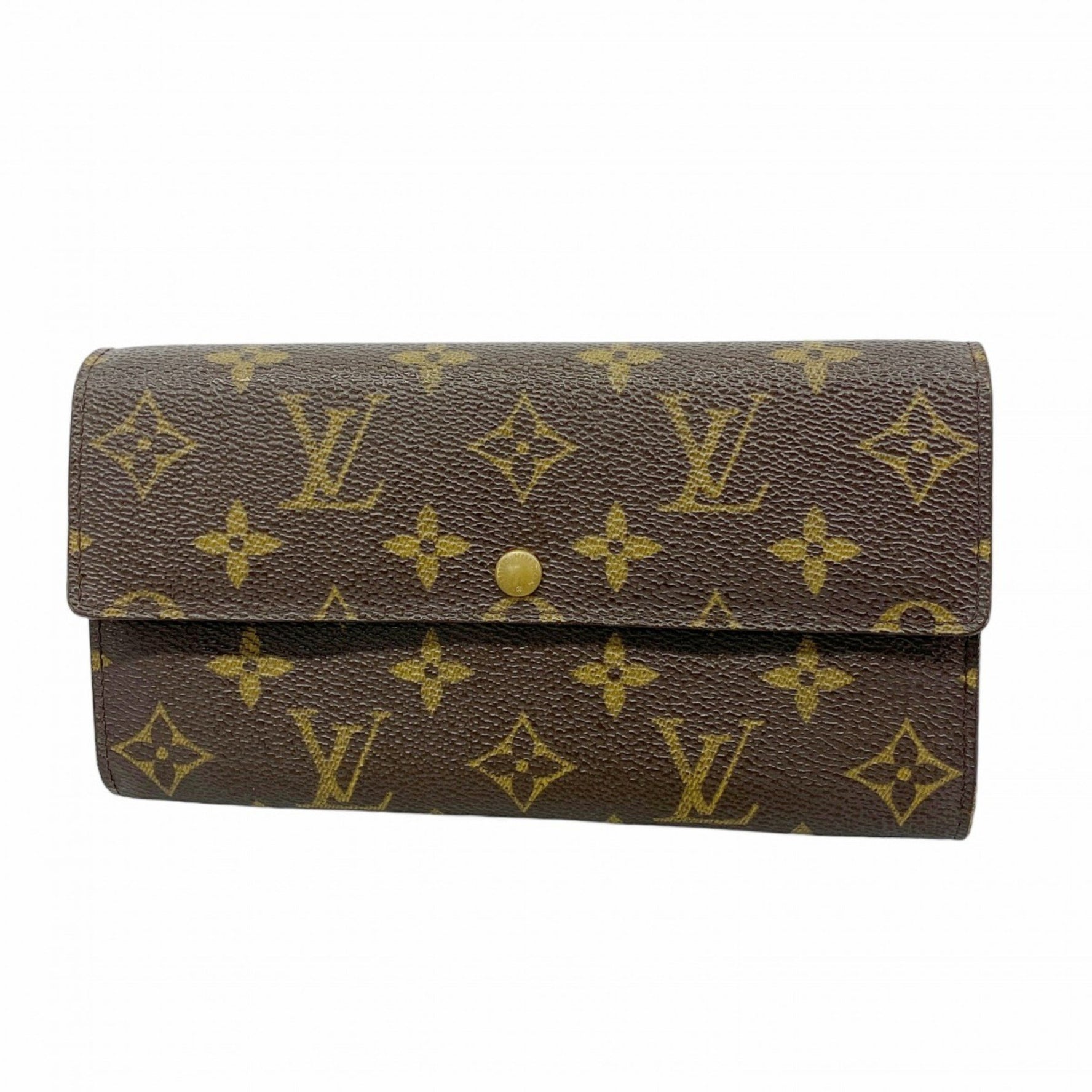 Louis Vuitton Monogram Pochette Porte Monnaie Credit Long Wallet M61726 Brown Women's