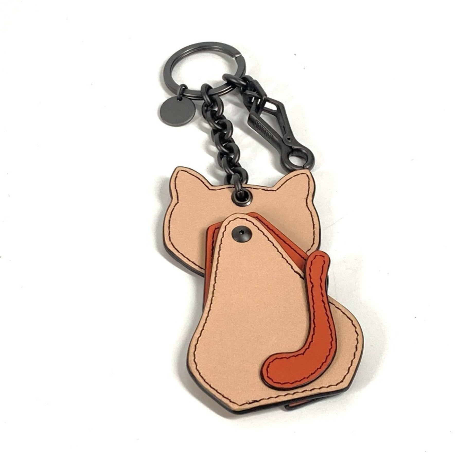 BOTTEGA VENETA Intrecciato Cat Animal Bag Charm Keychain Leather Men's Beige