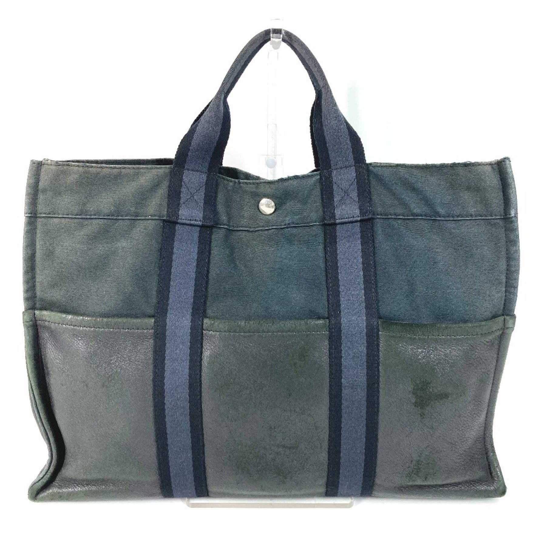 HERMES Hermès Half Leather Foule MM Tote Bag Handbag Canvas Men's