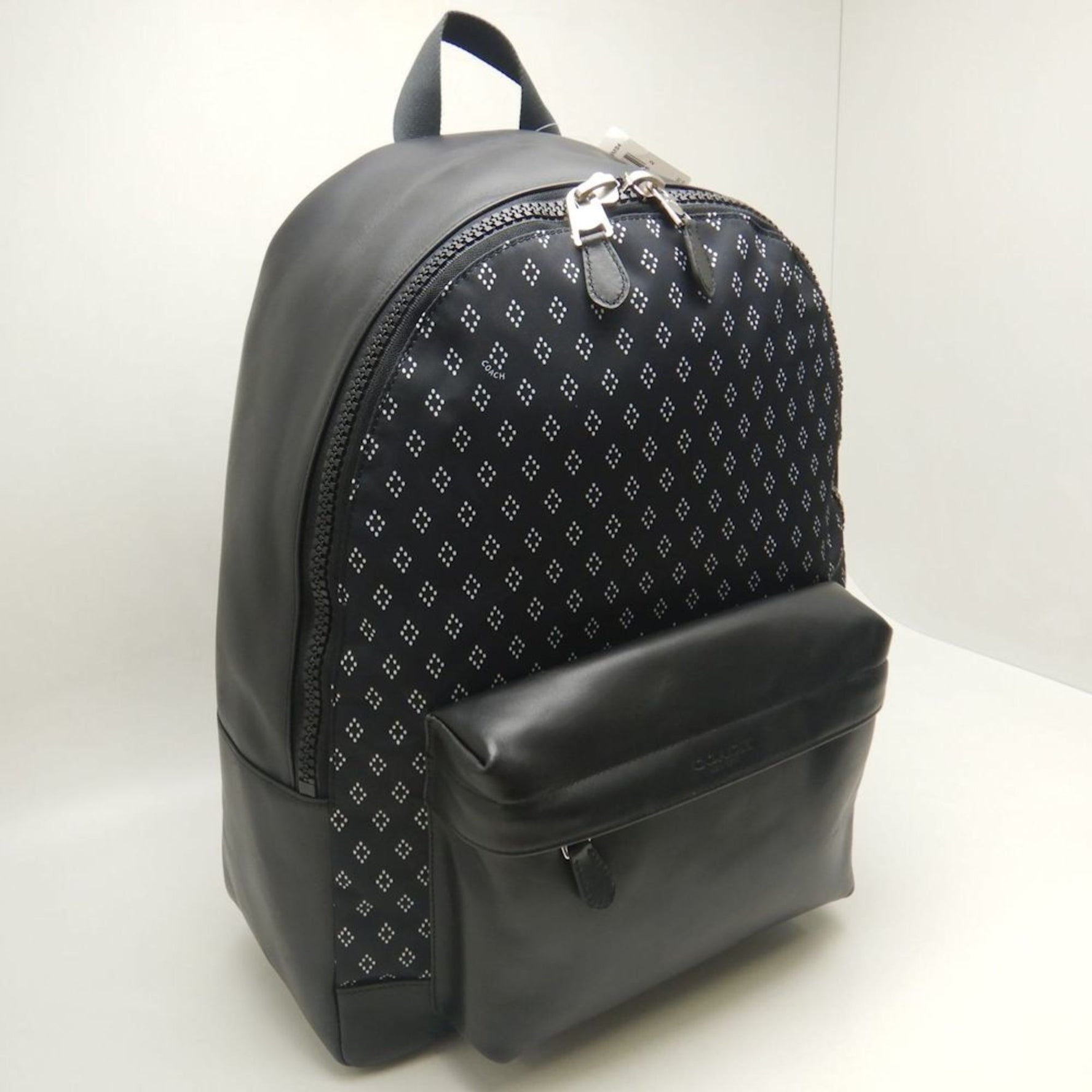 COACH Charles Backpack, Nylon x Leather, Chalk Foulard, Outlet