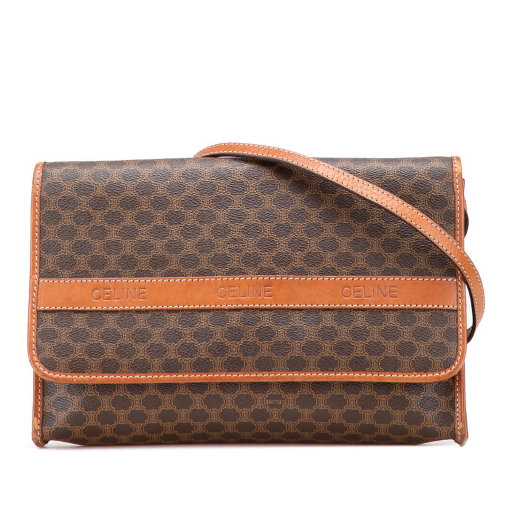 Celine Macadam Crossbody Shoulder Bag in Leather