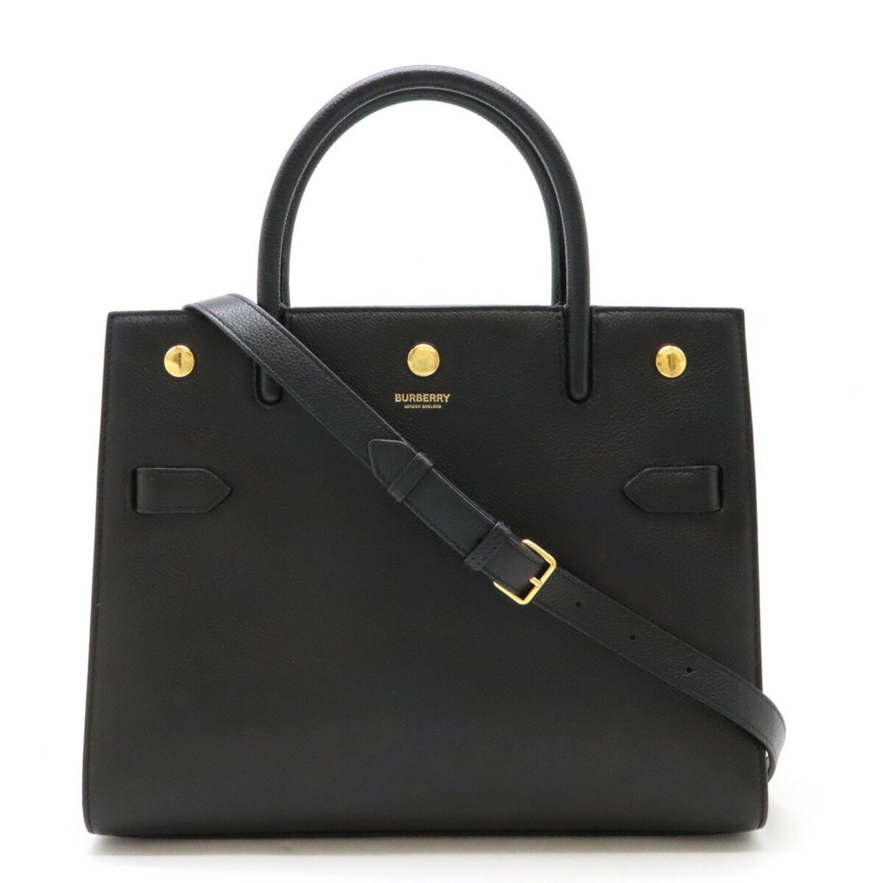 BURBERRY Handbag Tote Bag Shoulder Leather Black
