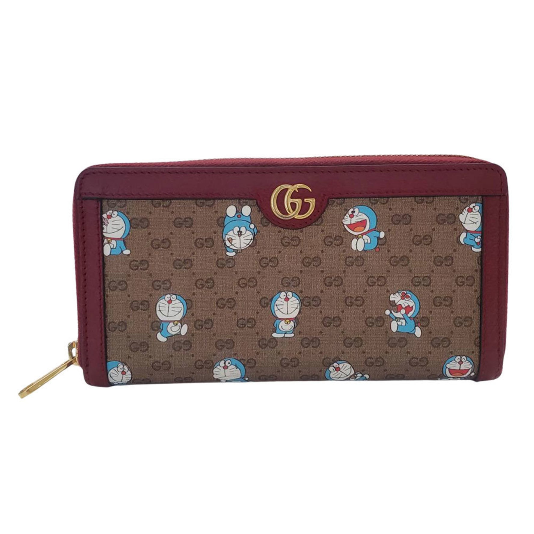 Gucci Doraemon Long Wallet in PVC Micro GG Brown and Red
