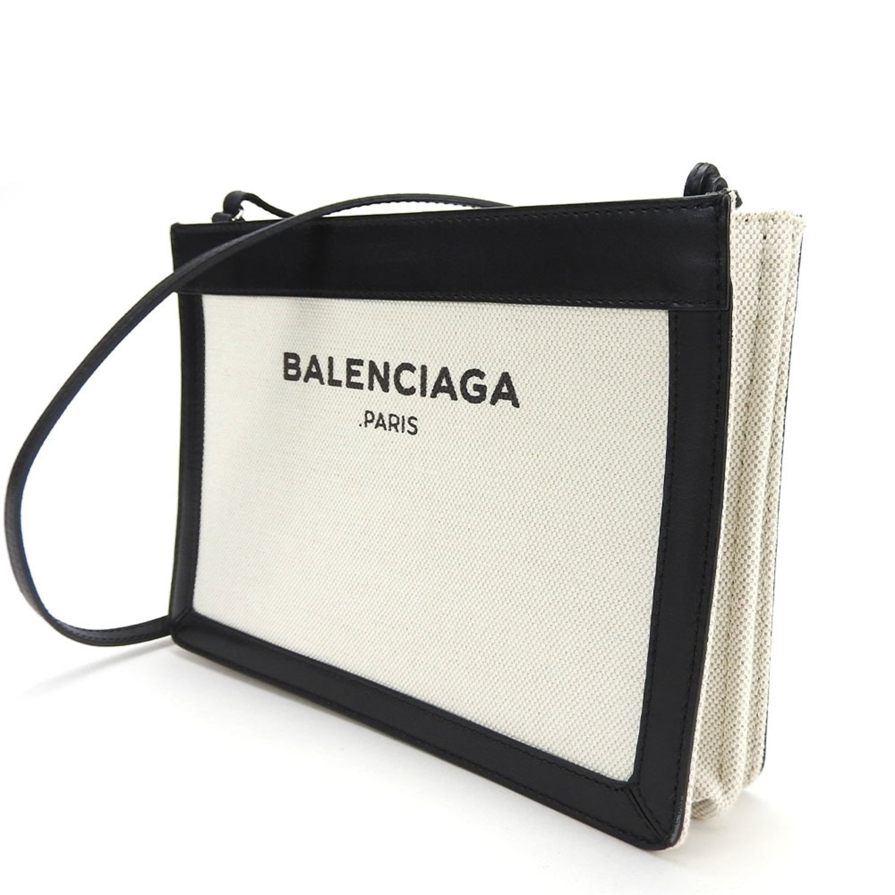 Balenciaga shoulder bag navy pochette canvas leather ivory black ladies BALENCIAGA casual