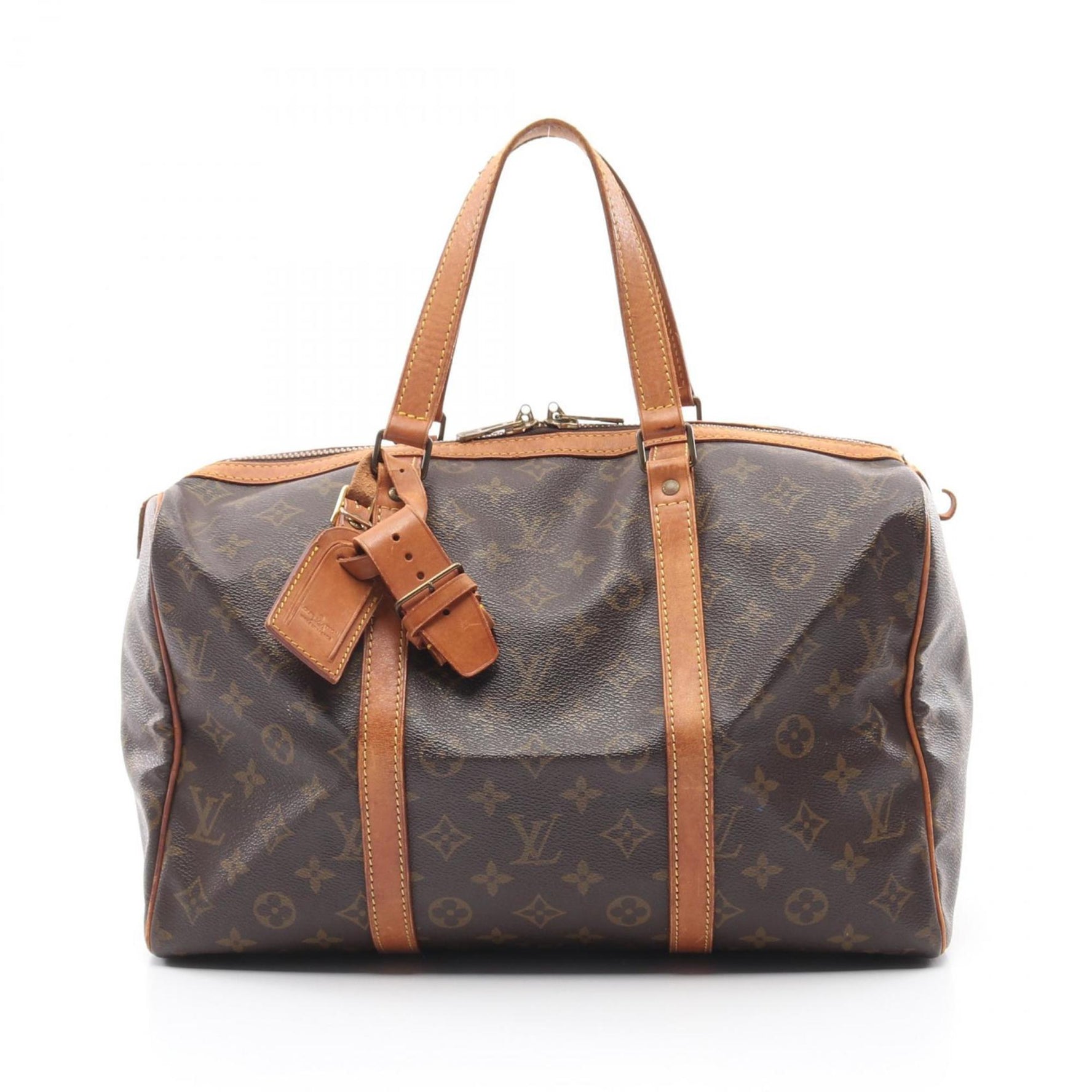 Louis Vuitton Saxe Souple 35 Boston Bag Coated Canvas Leather Monogram Brown