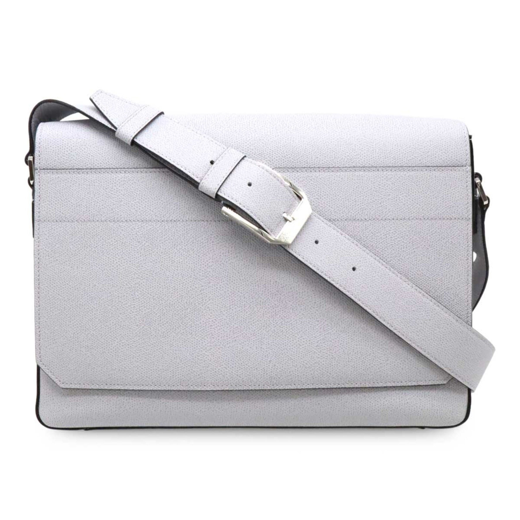 valextra V-line shoulder bag in leather, light grey MBVL0010028LRL99
