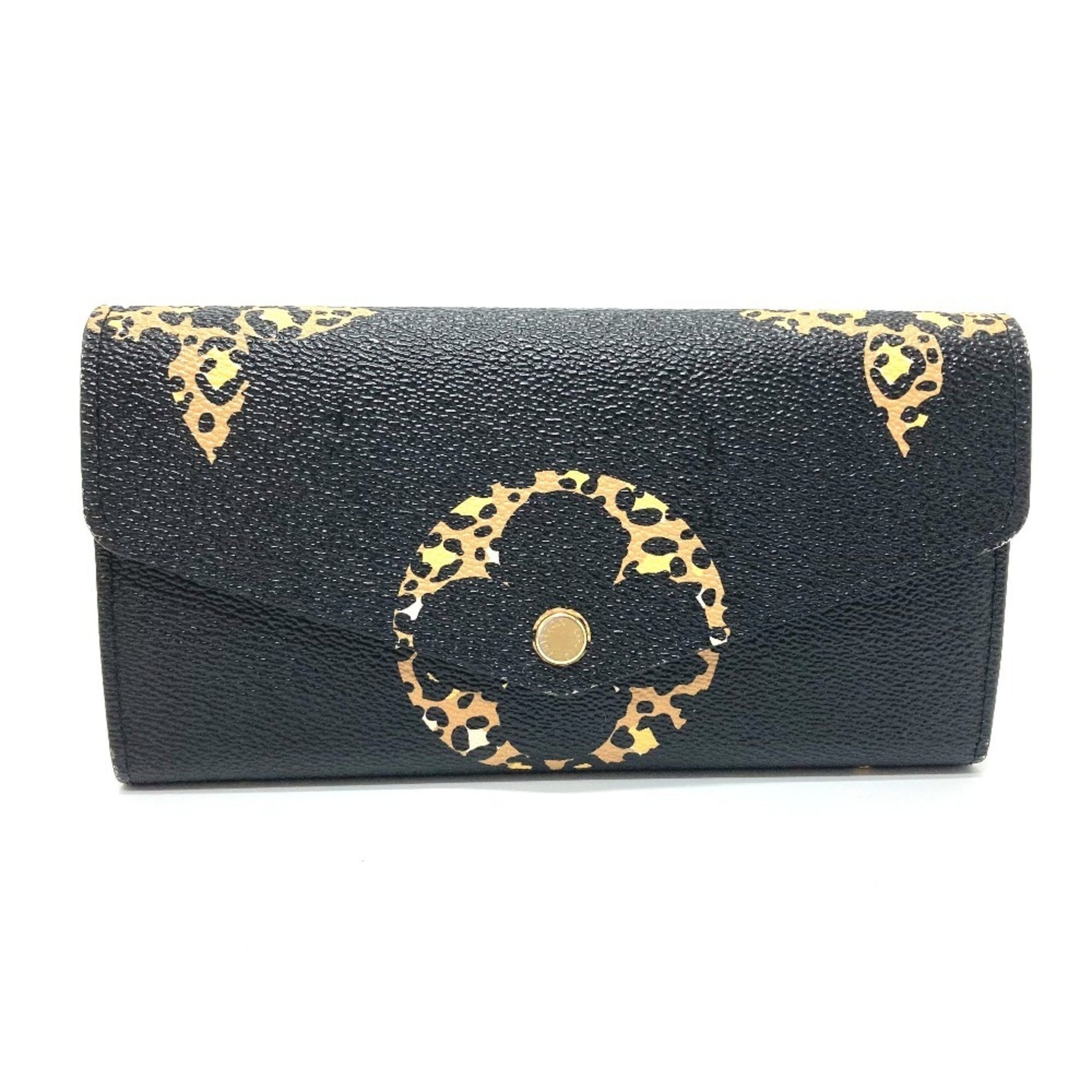 LOUIS VUITTON M67875 Monogram Jungle Portefeuille Sarah Bifold Long Wallet in Canvas, Women's, Black