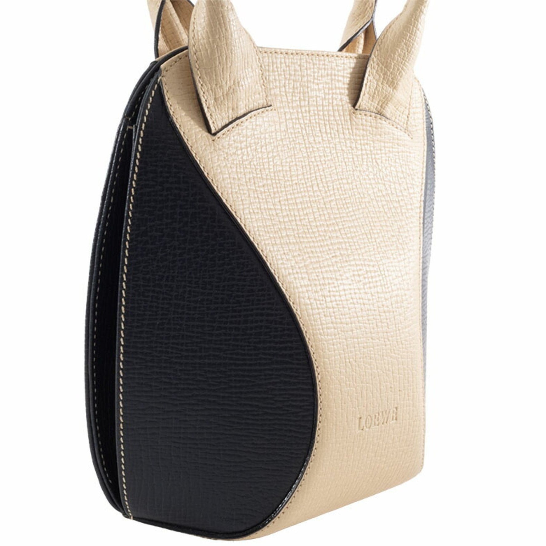 LOEWE Handbag Leather Cream|Black Two-Tone
