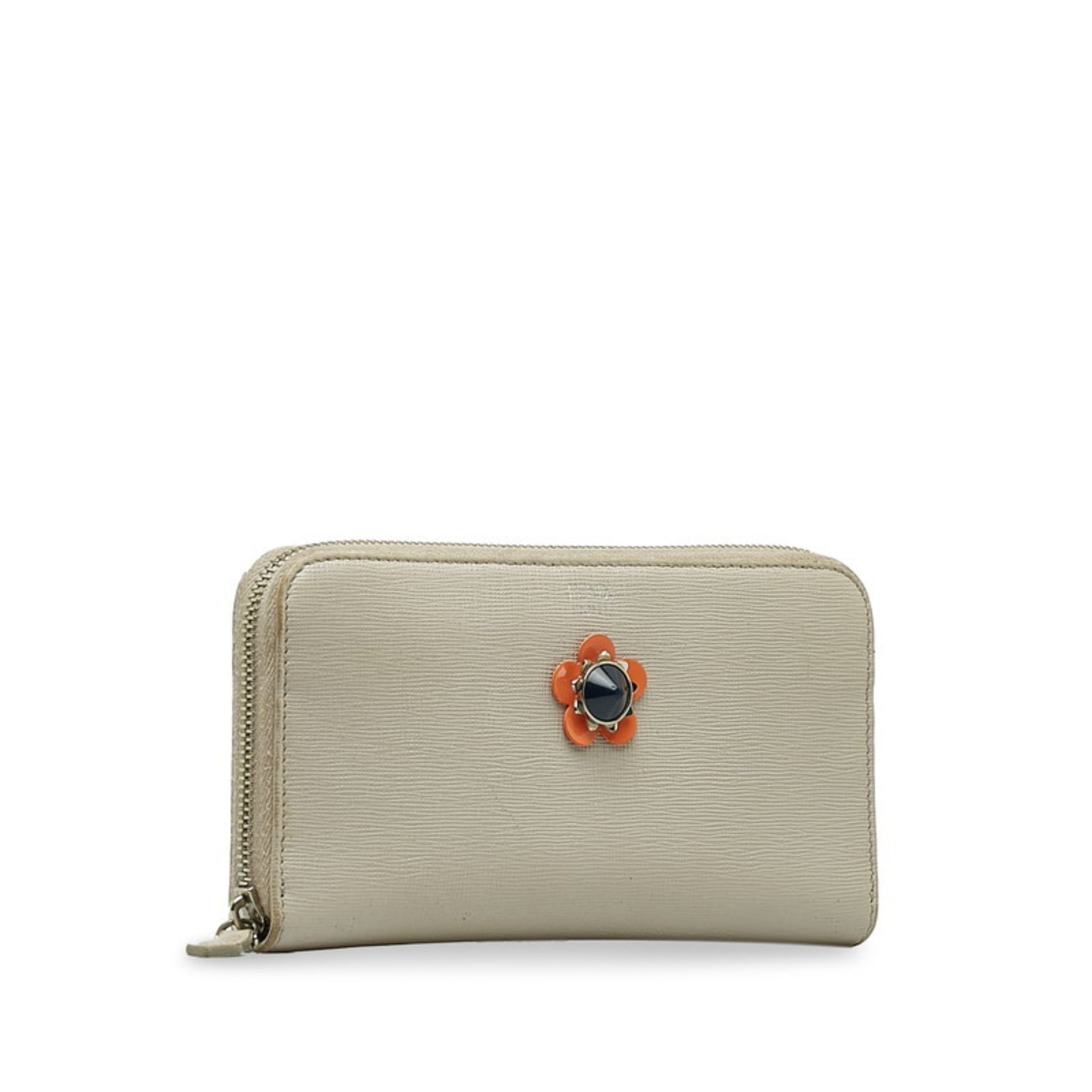 FENDI Flower Round Long Wallet Leather