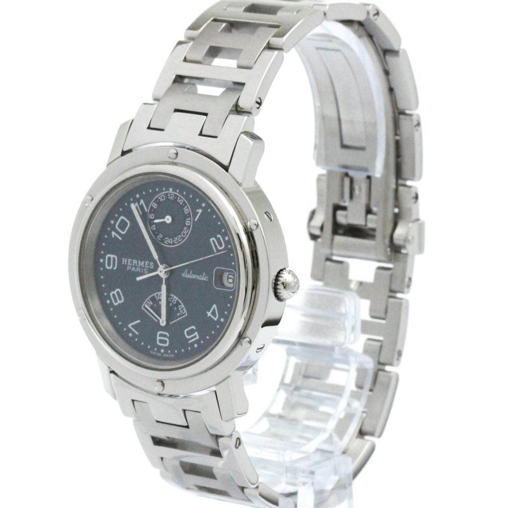 HERMES Clipper Power Reserve Steel Automatic Watch Polished